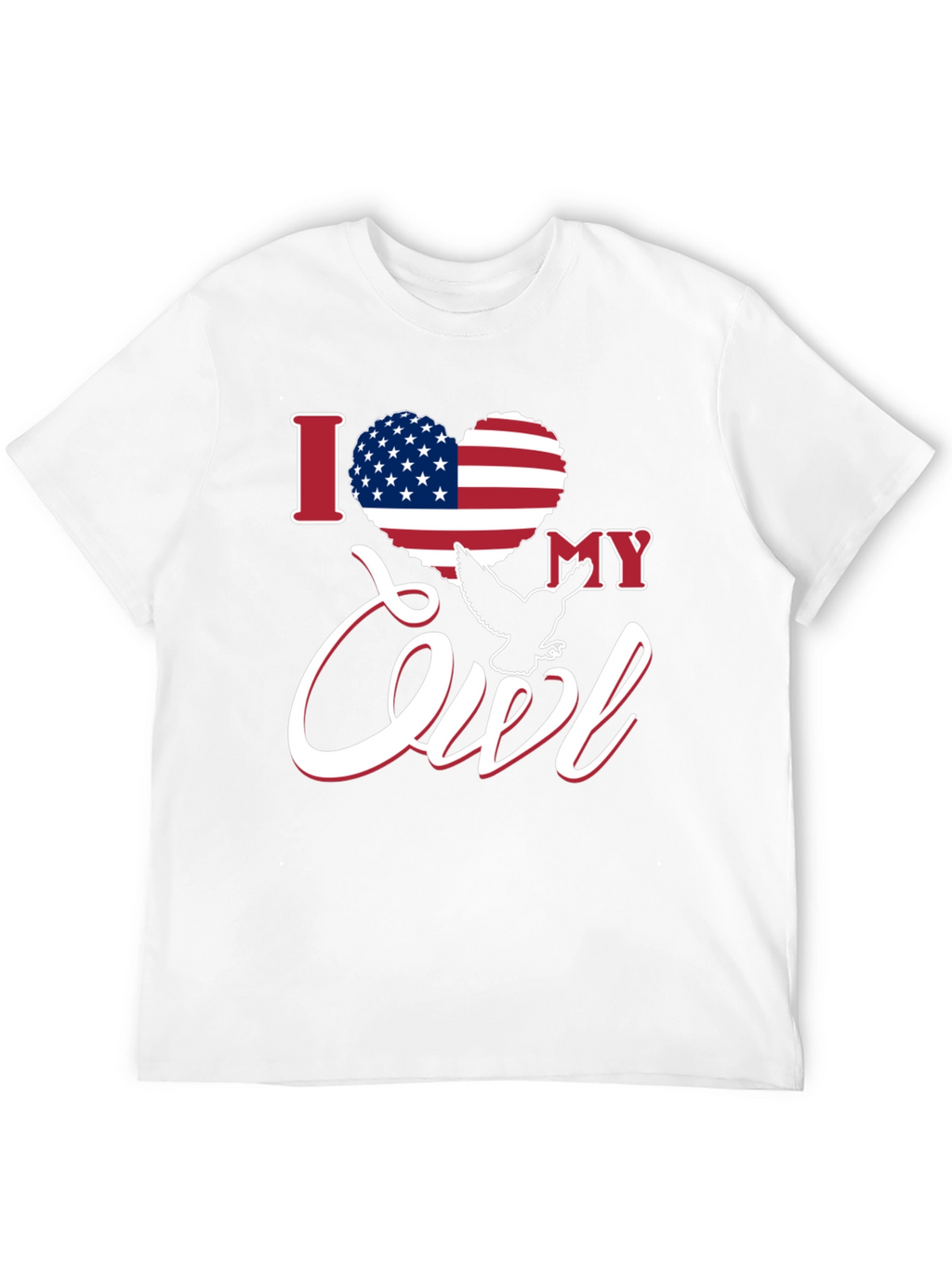 I Love My Owl USA Flag Heart Patriotic T-Shirt
