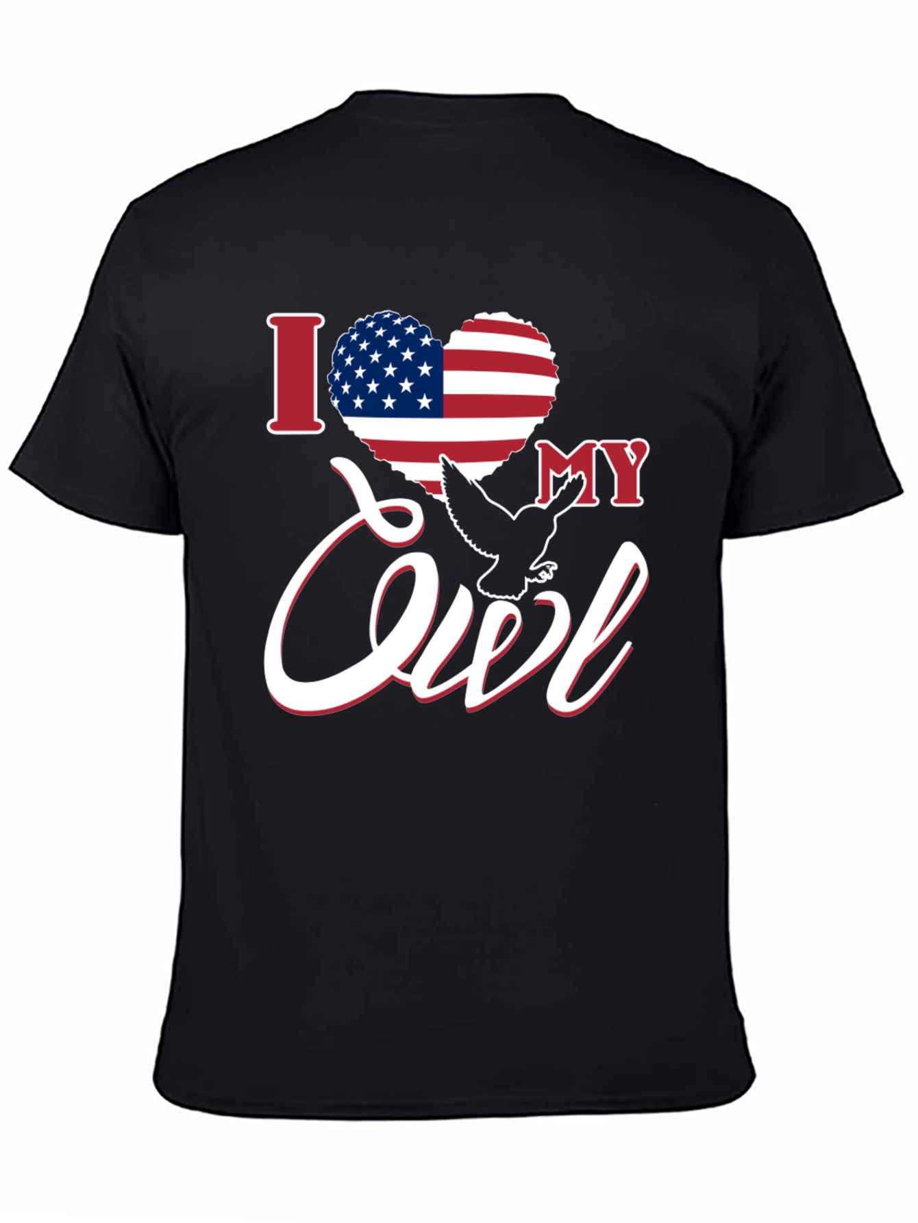 I Love My Owl USA Flag Heart Patriotic T-Shirt