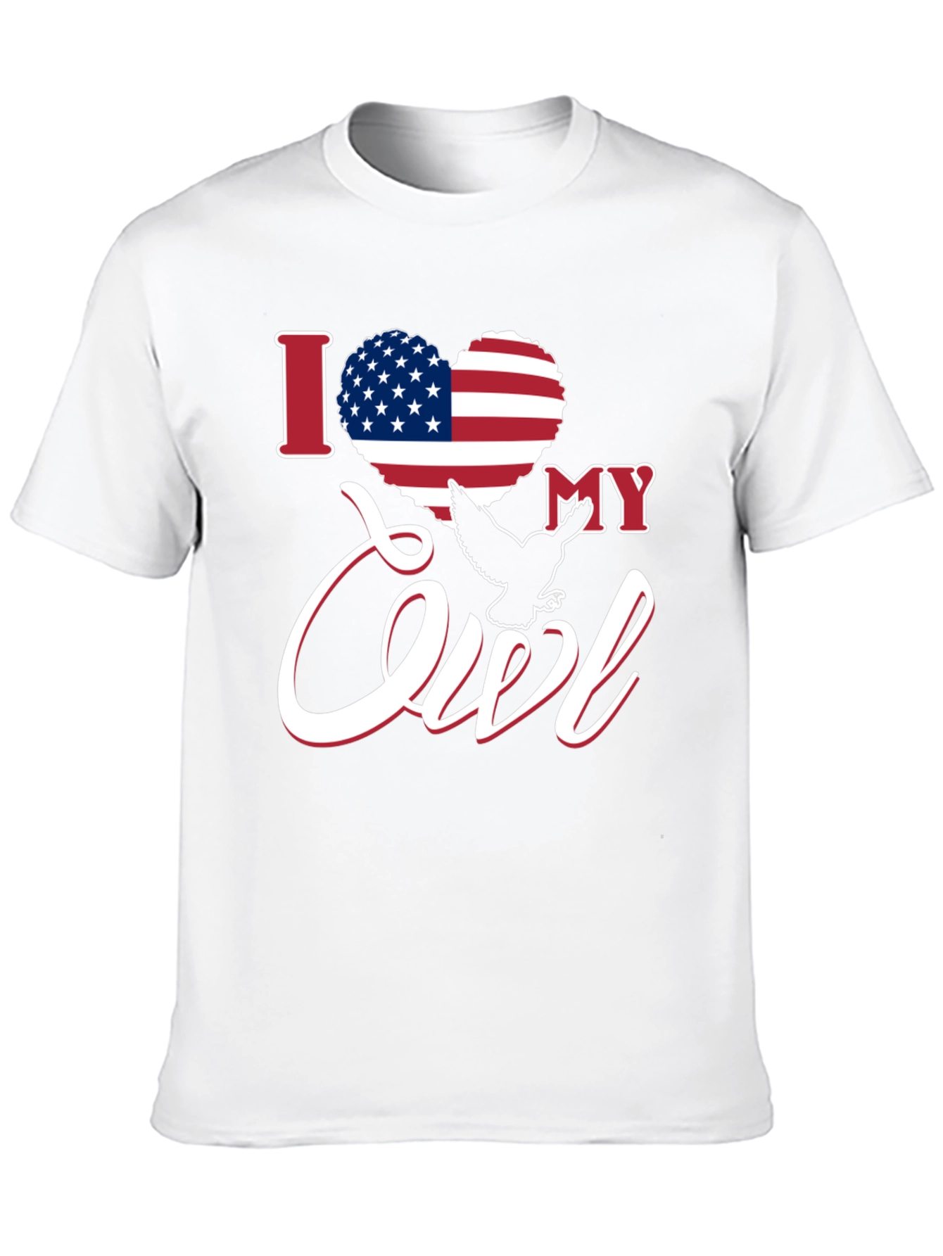I Love My Owl USA Flag Heart Patriotic T-Shirt