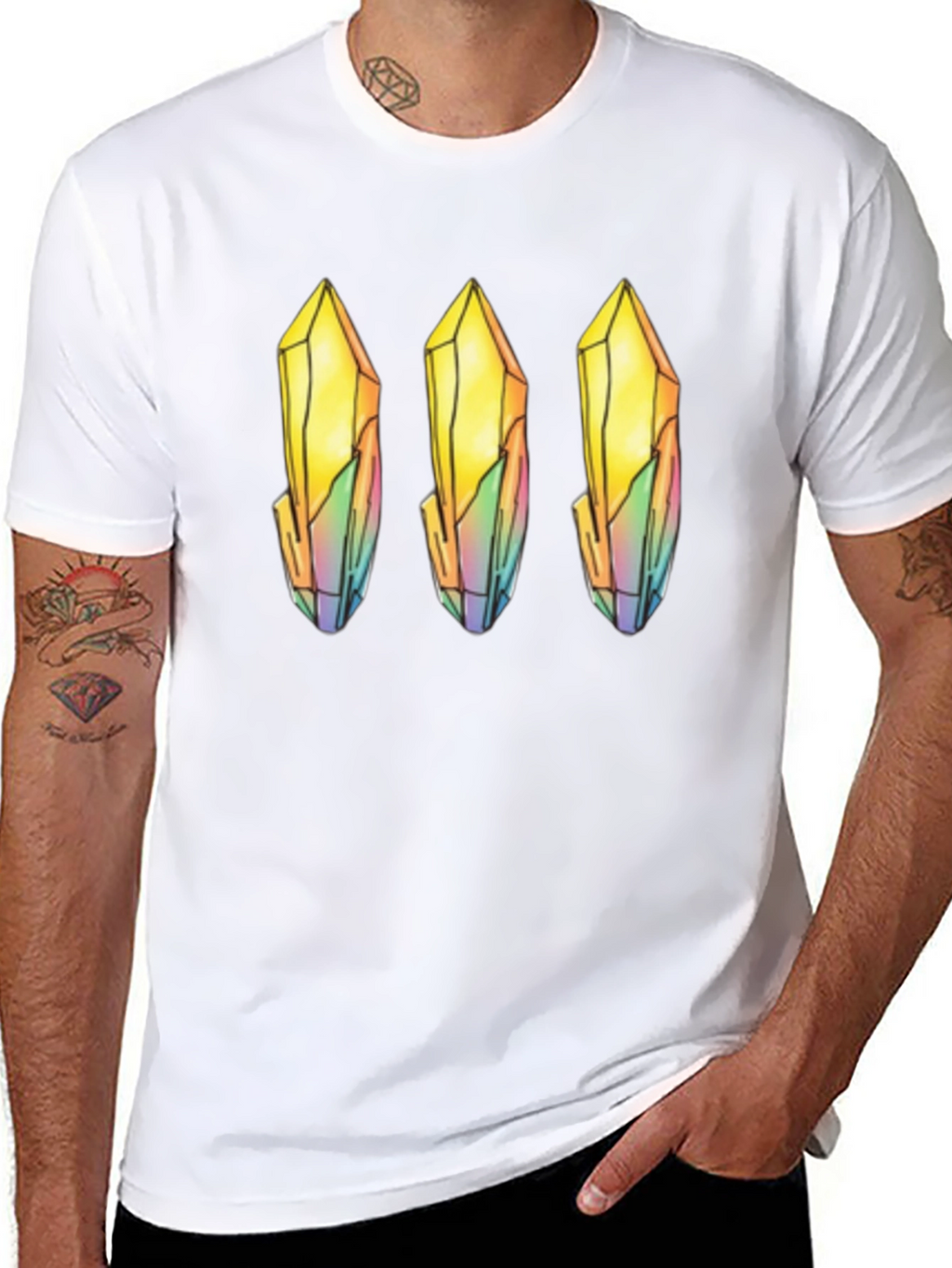 Quartz Crystal Print Black T-Shirt