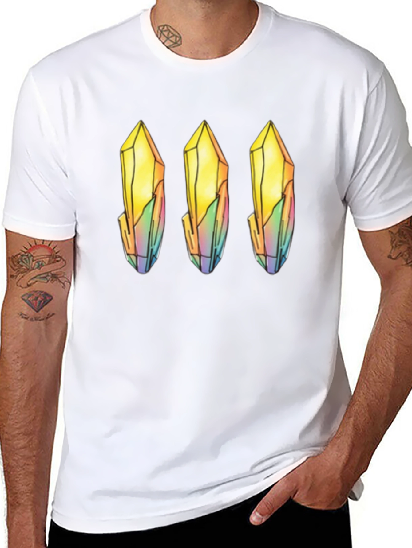 Quartz Crystal Print Black T-Shirt