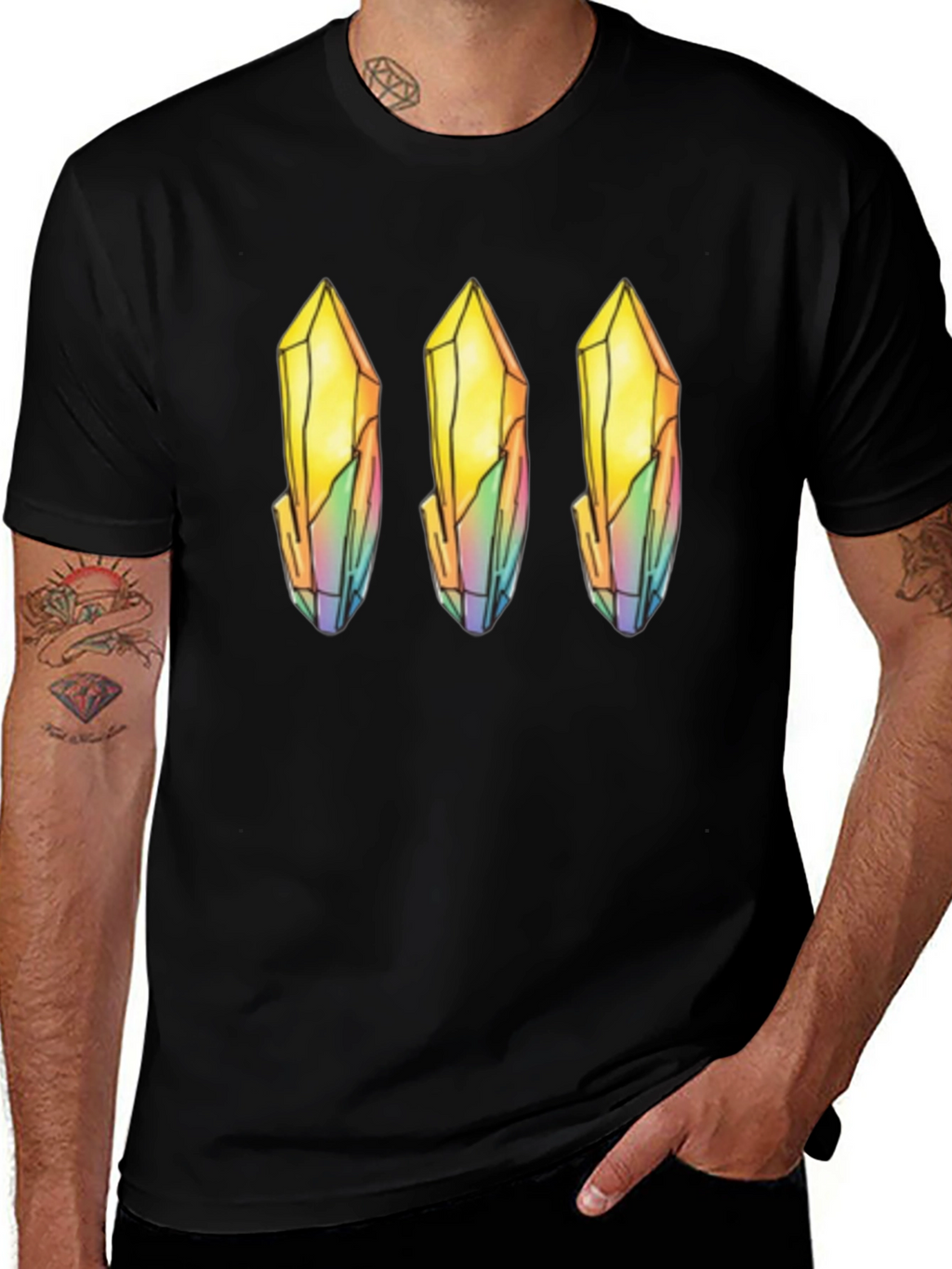 Quartz Crystal Print Black T-Shirt