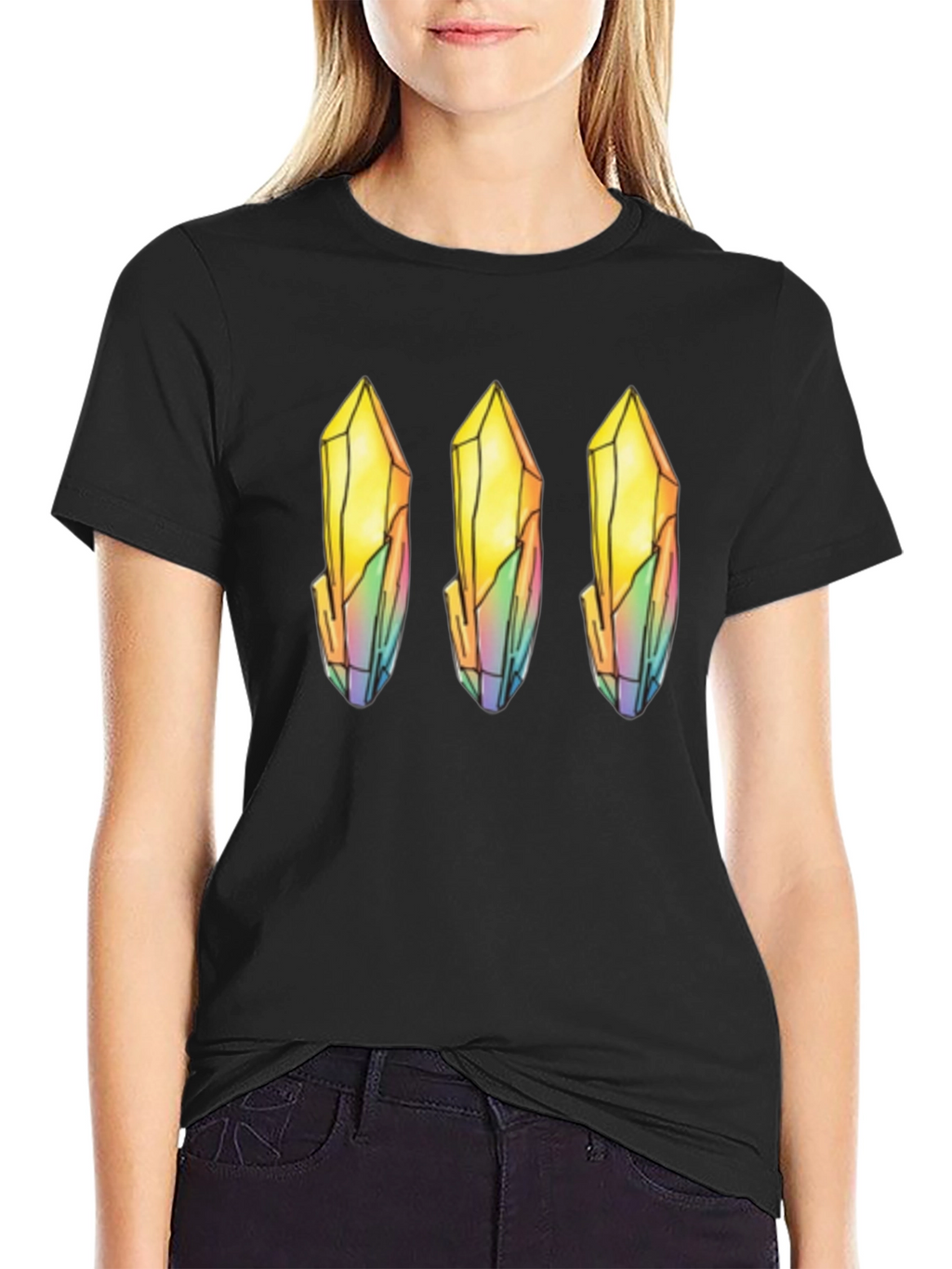 Quartz Crystal Print Black T-Shirt