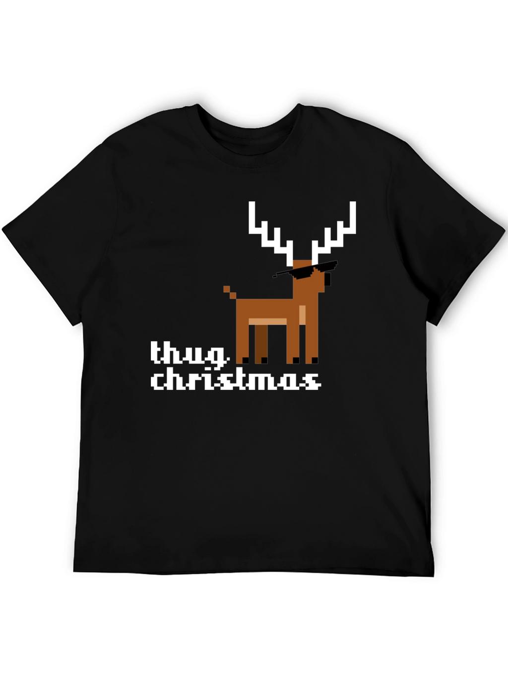Thug Christmas Pixel Deer Graphic Tee