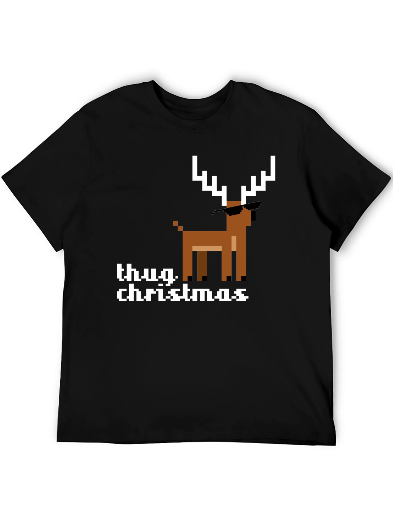 Thug Christmas Pixel Deer Graphic Tee