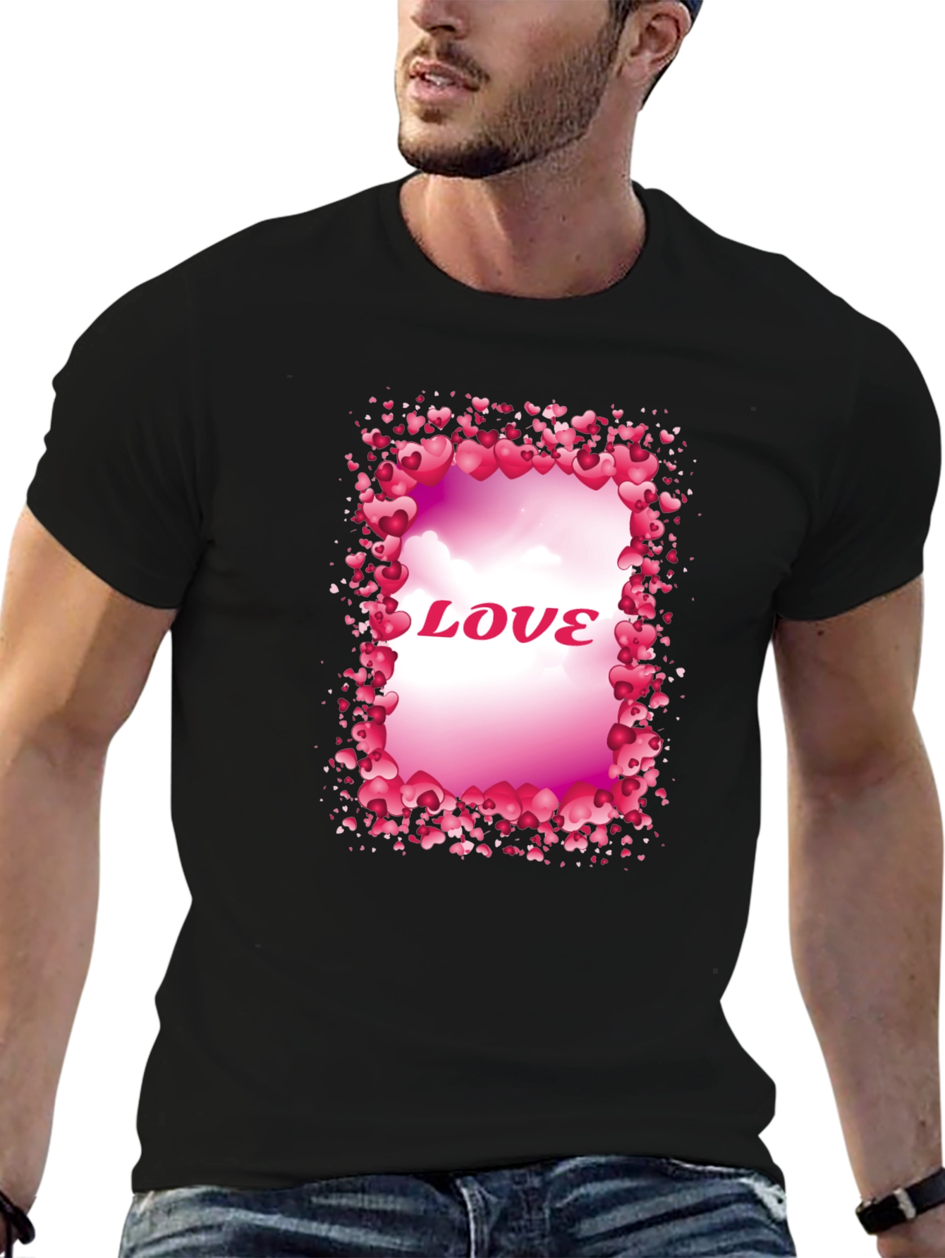 Love Heart Frame Graphic Tee - Stylish Valentines Day Shirt