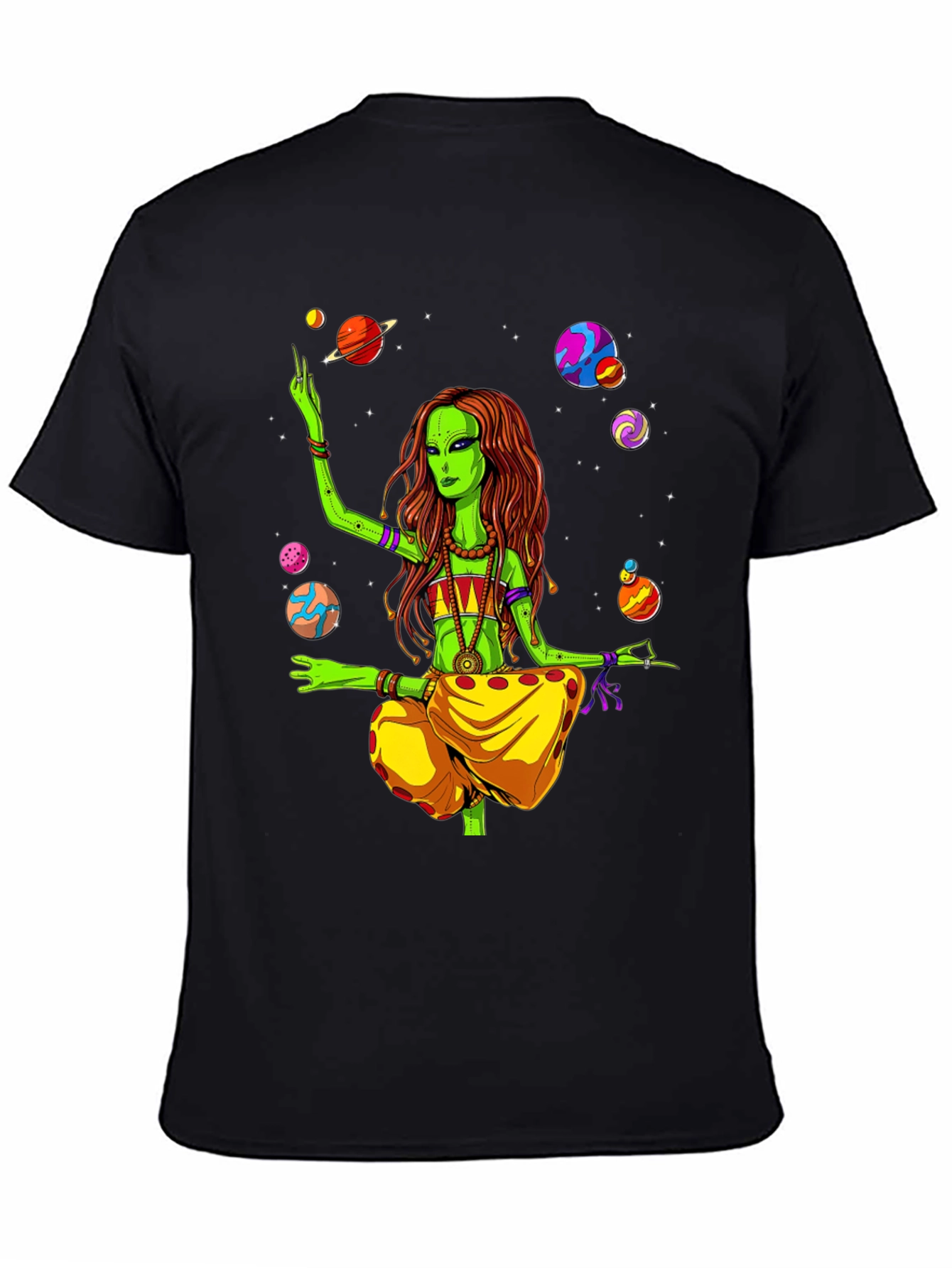Alien Yoga Planets Graphic T-Shirt