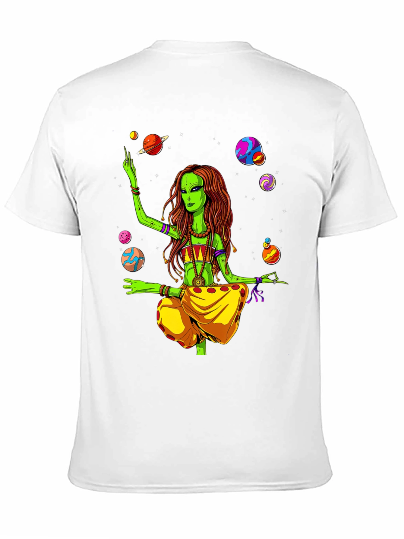 Alien Yoga Planets Graphic T-Shirt