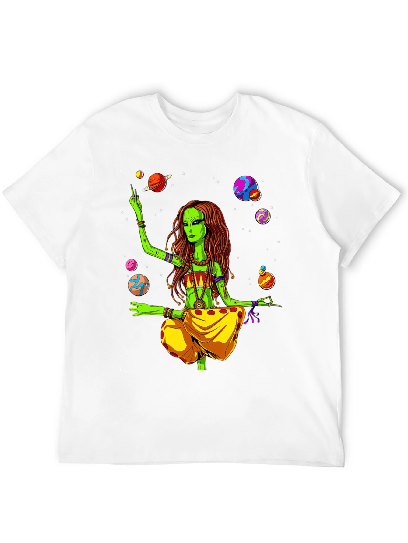 Alien Yoga Planets Graphic T-Shirt