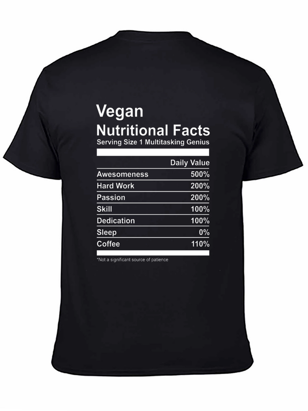 Vegan Multitasking Genius Nutritional Facts T-Shirt