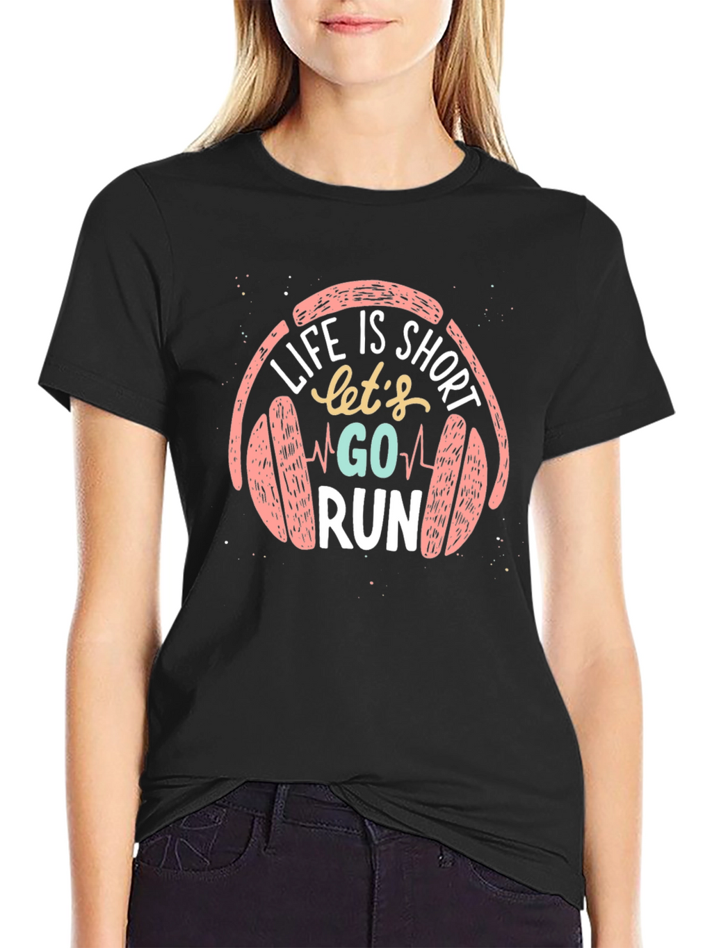 Life is Short Go Run Black T-Shirt