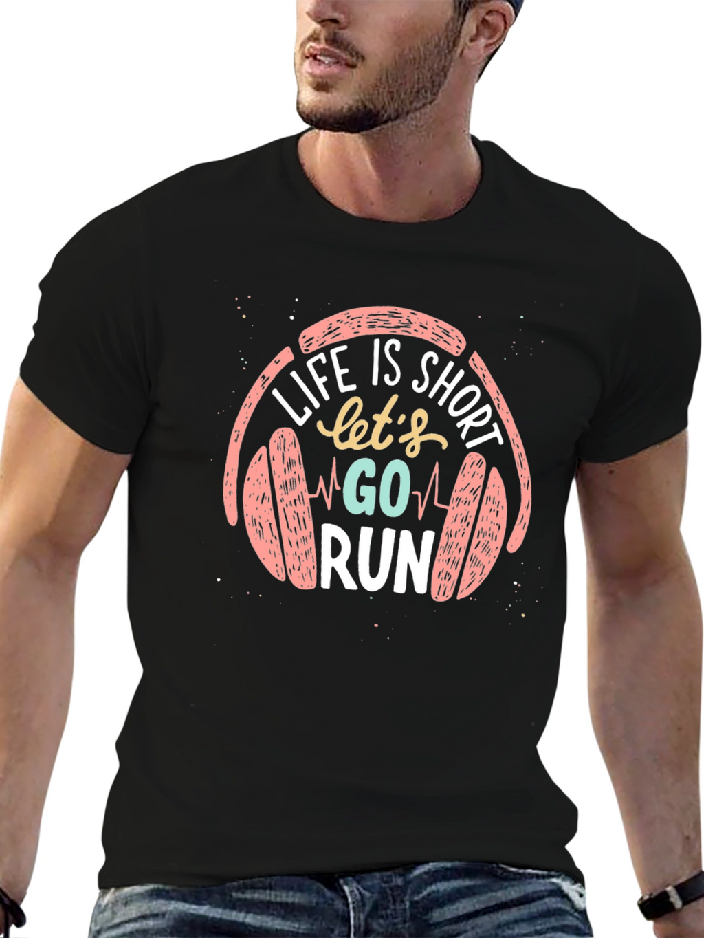 Life is Short Go Run Black T-Shirt