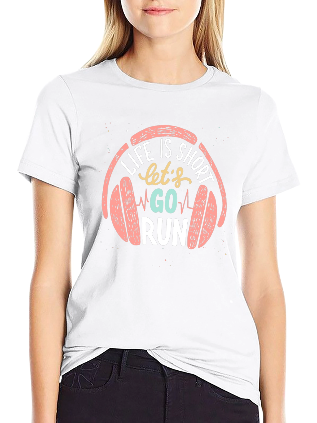 Life is Short Go Run Black T-Shirt
