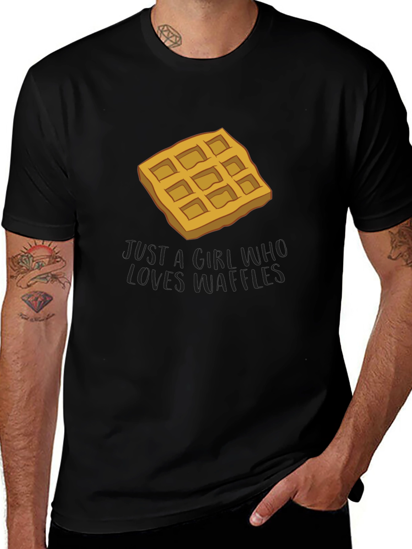 Waffle Lover T-Shirt - Black Cotton Blend Tee
