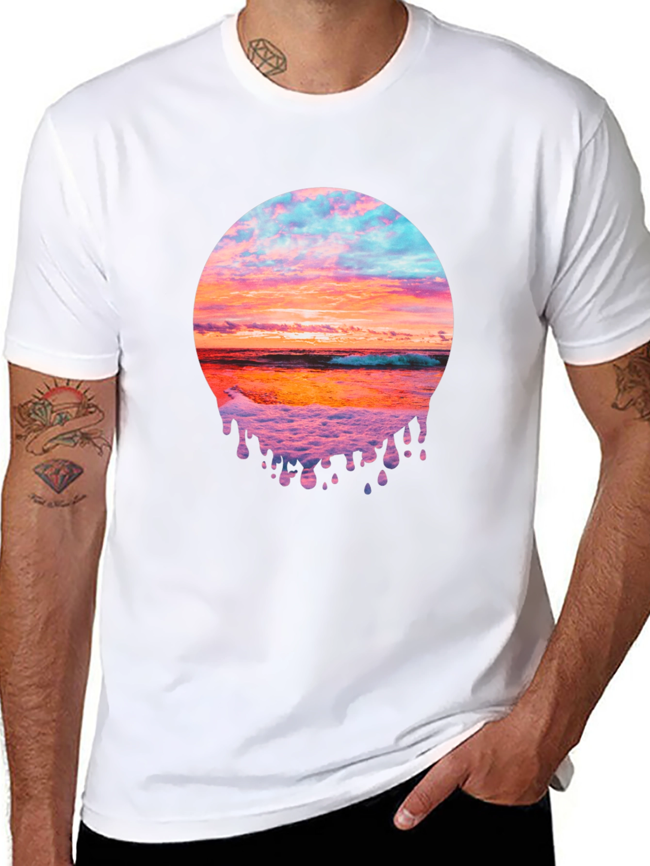 Sunset Beach Graphic Tee - Black