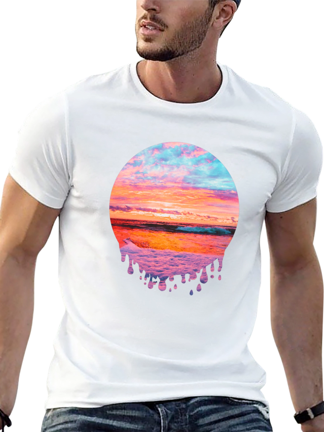 Sunset Beach Graphic Tee - Black