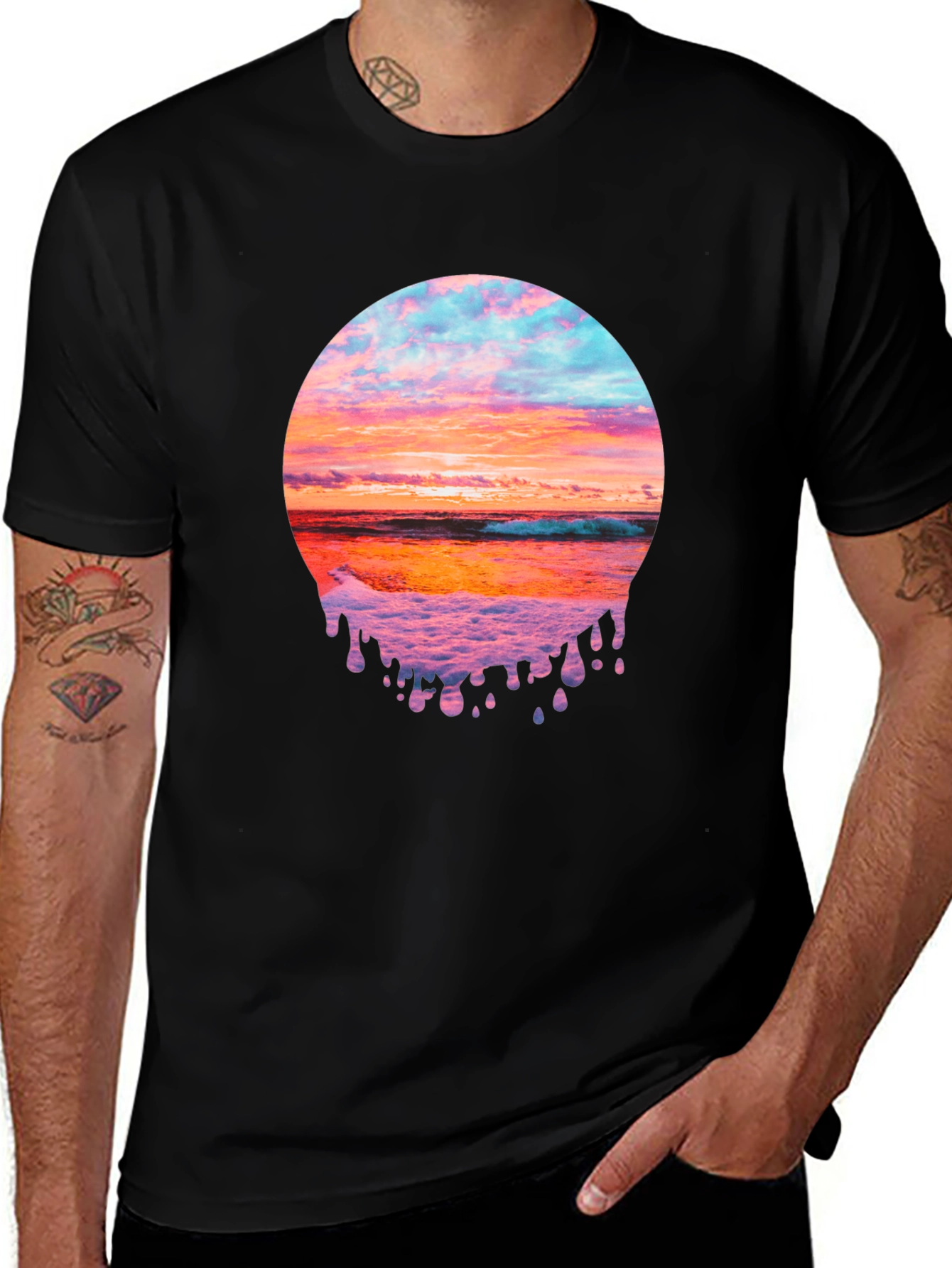 Sunset Beach Graphic Tee - Black