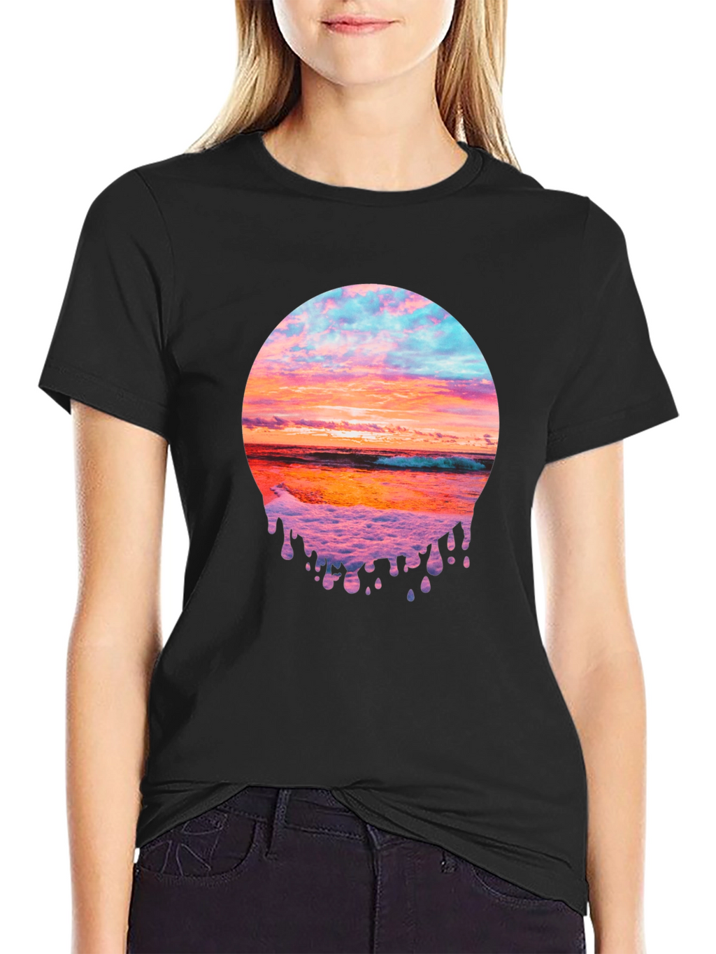 Sunset Beach Graphic Tee - Black