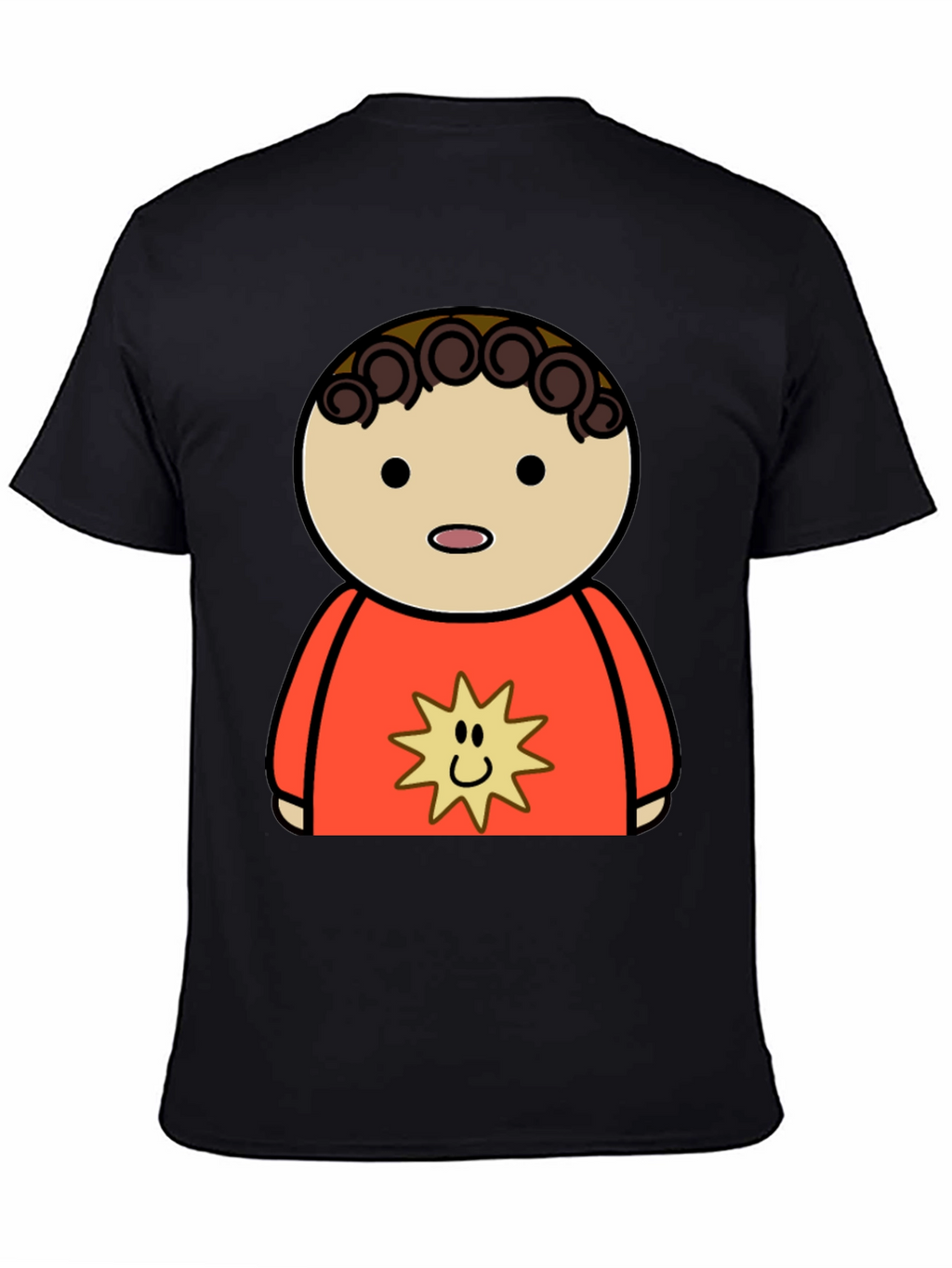 Cartoon Character Graphic Tee - Black