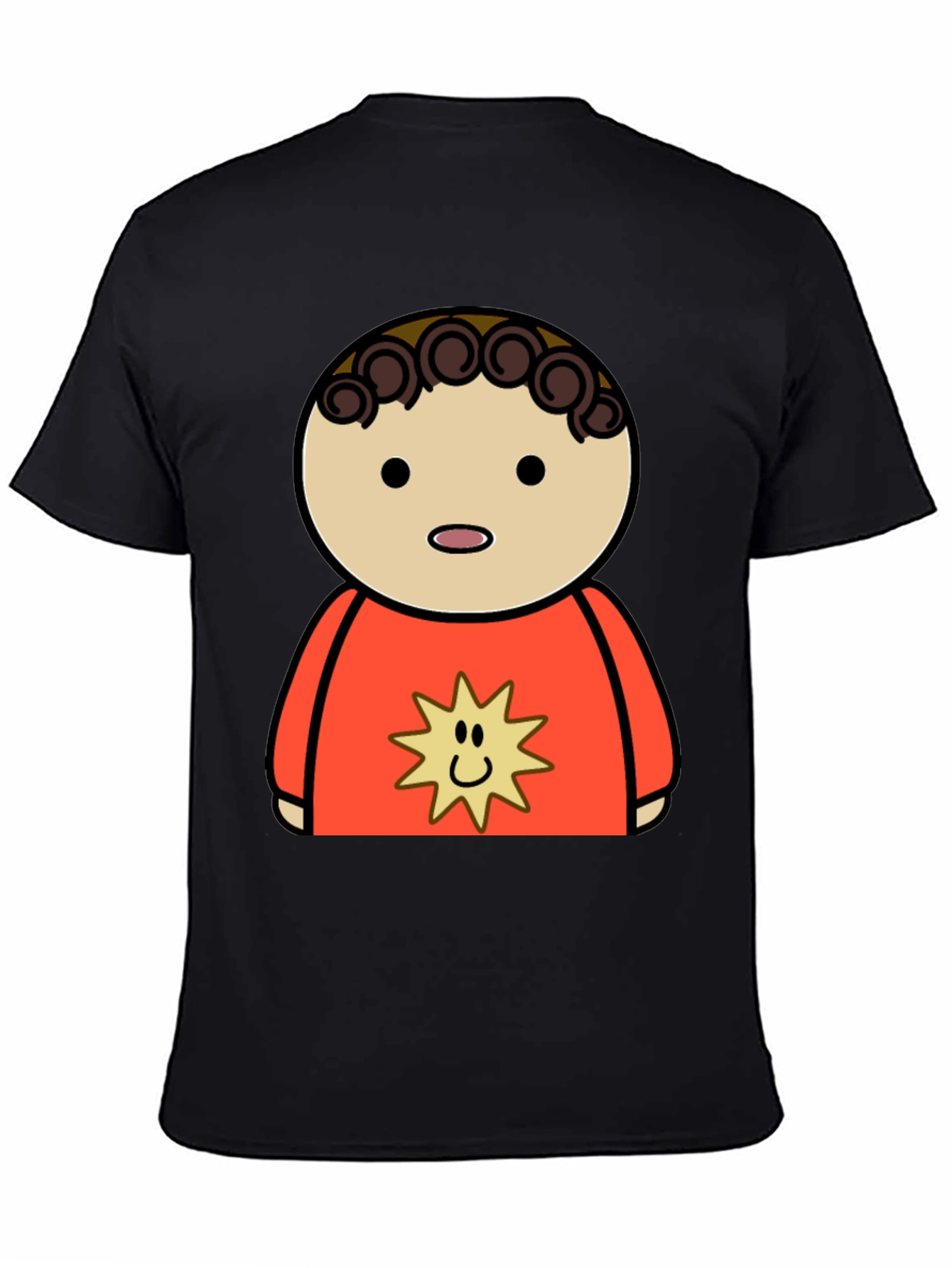 Cartoon Character Graphic Tee - Black