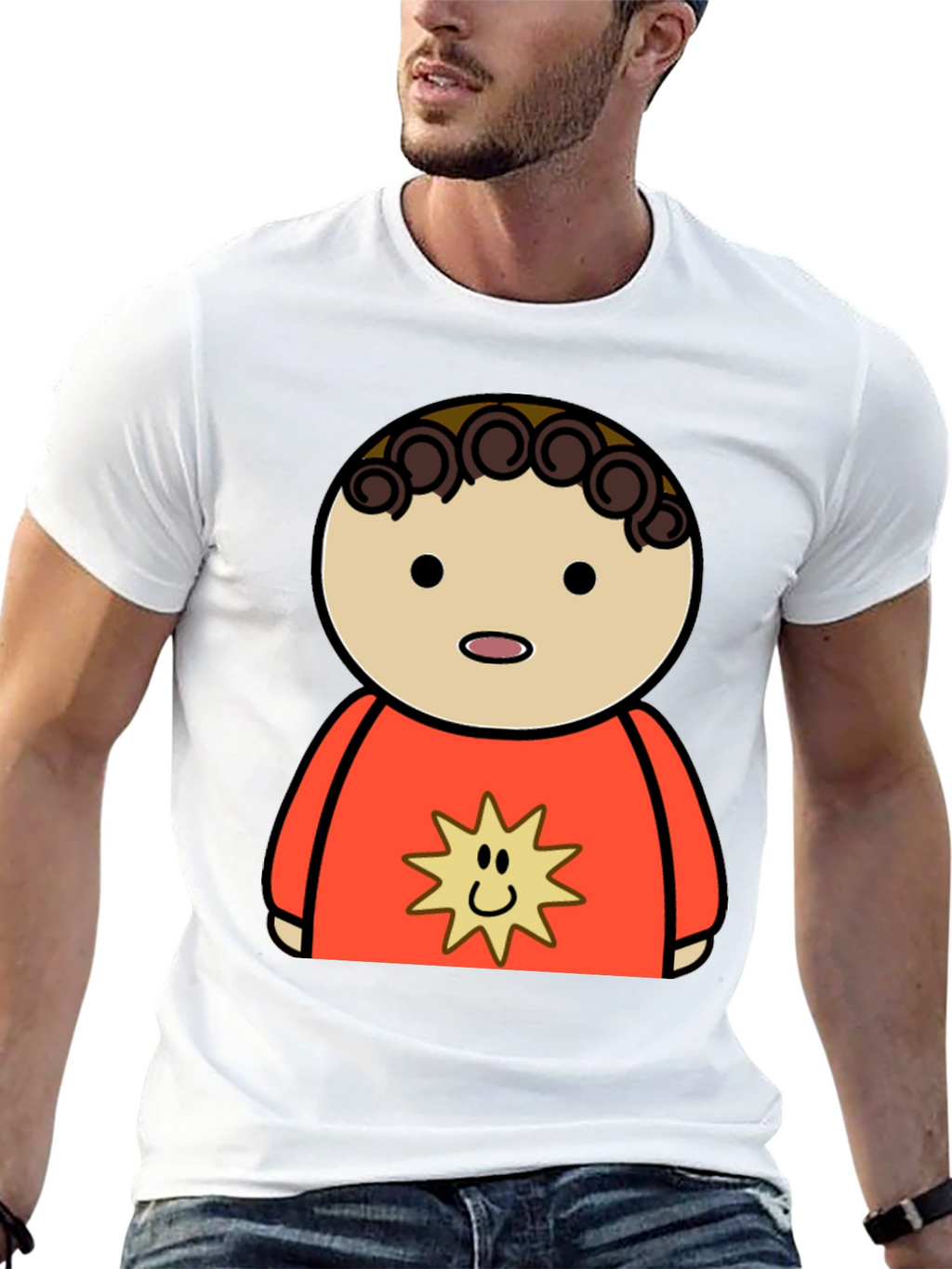 Cartoon Character Graphic Tee - Black