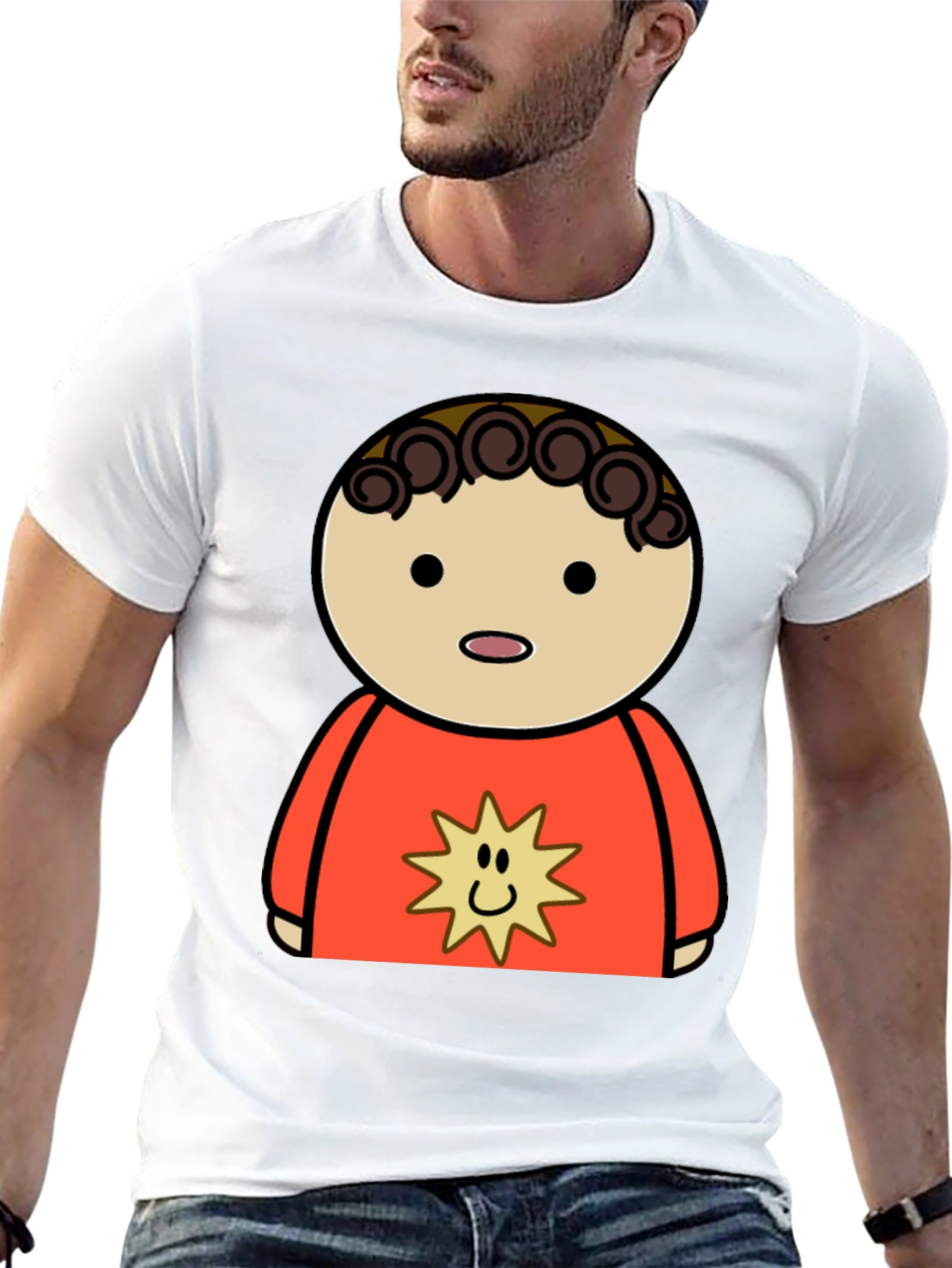 Cartoon Character Graphic Tee - Black