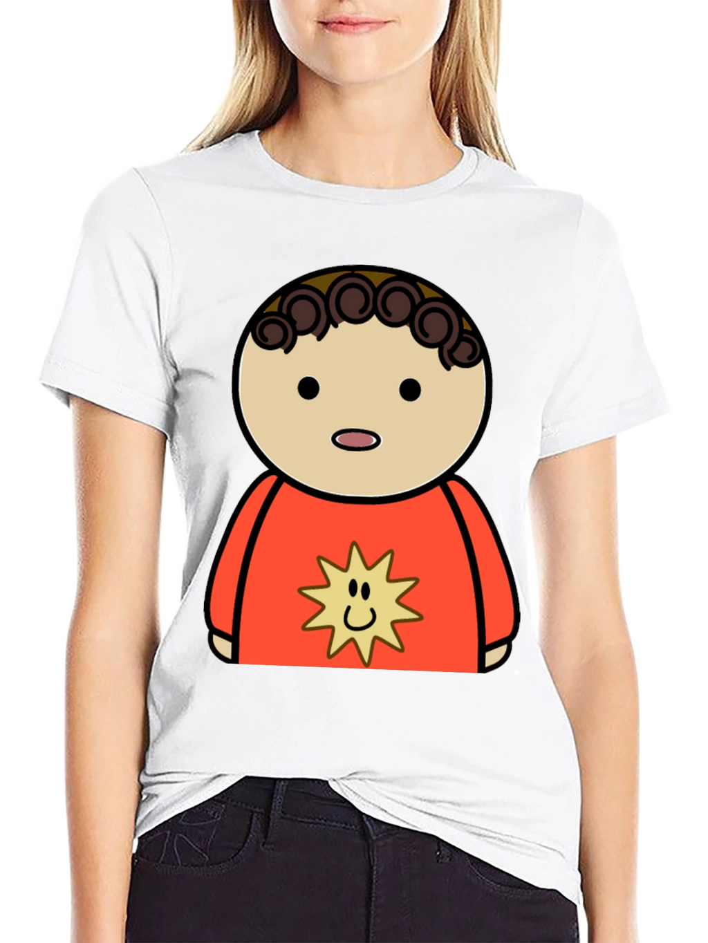 Cartoon Character Graphic Tee - Black