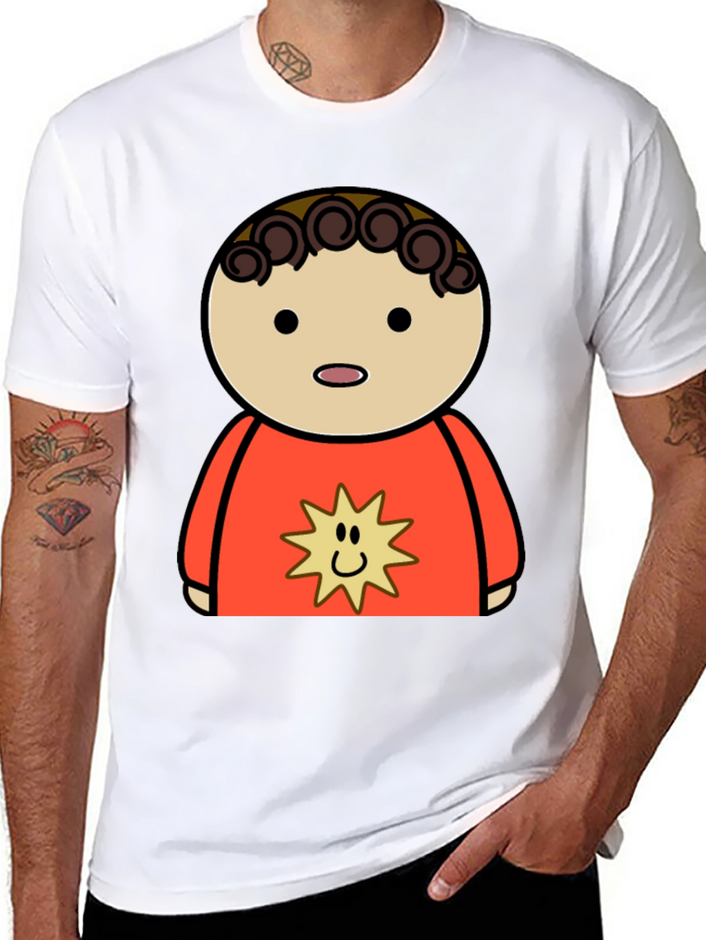 Cartoon Character Graphic Tee - Black