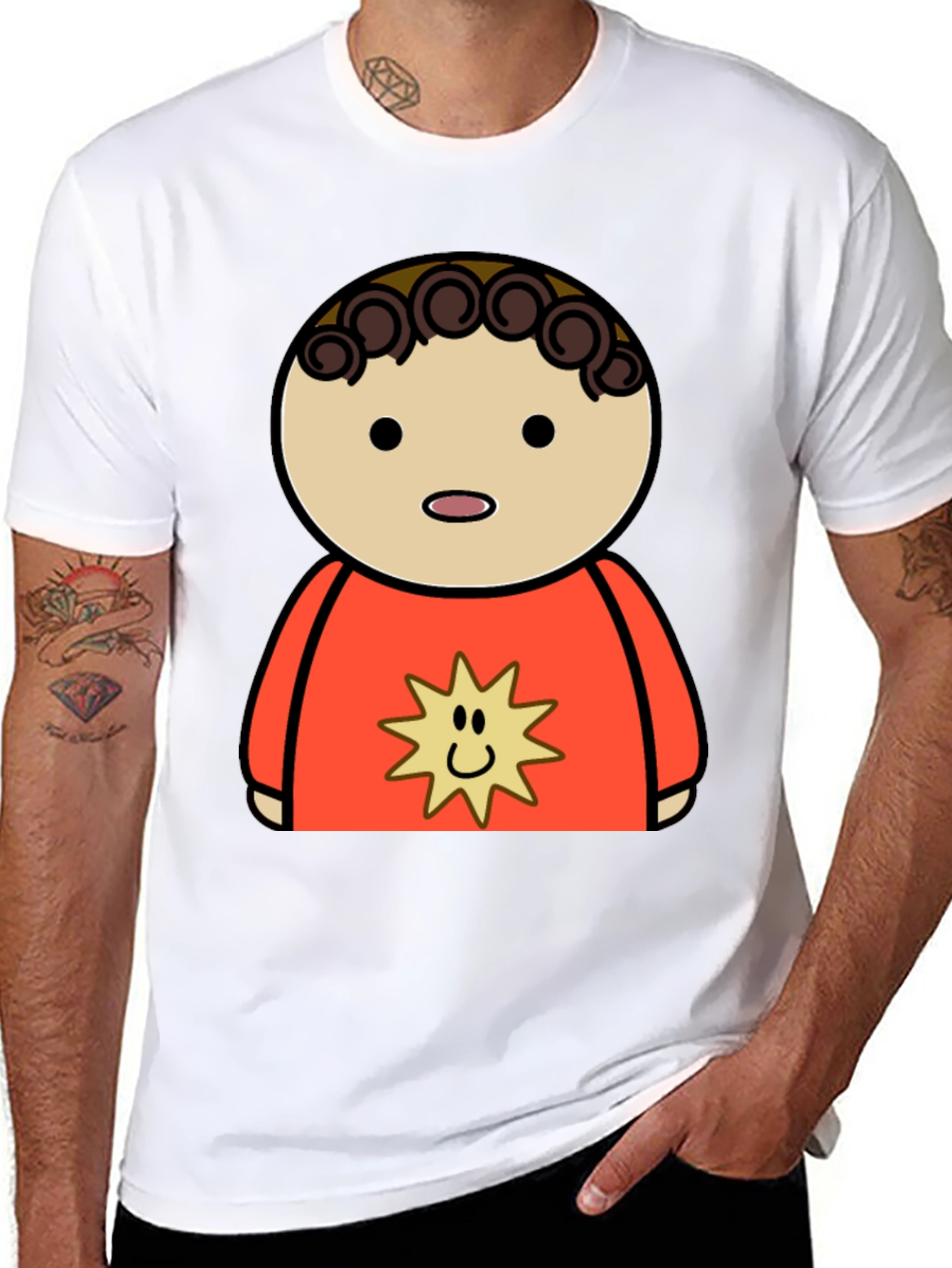 Cartoon Character Graphic Tee - Black