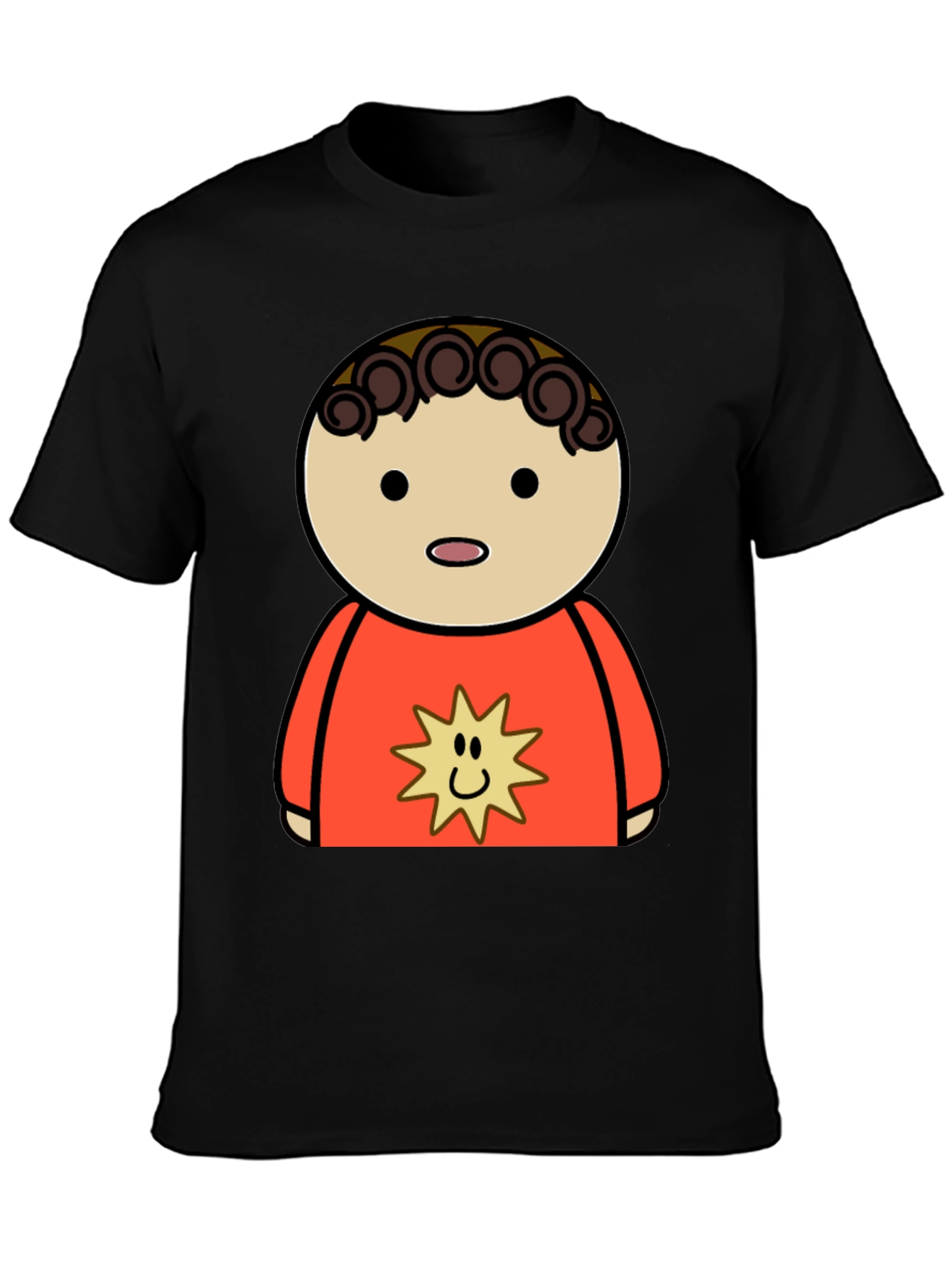 Cartoon Character Graphic Tee - Black
