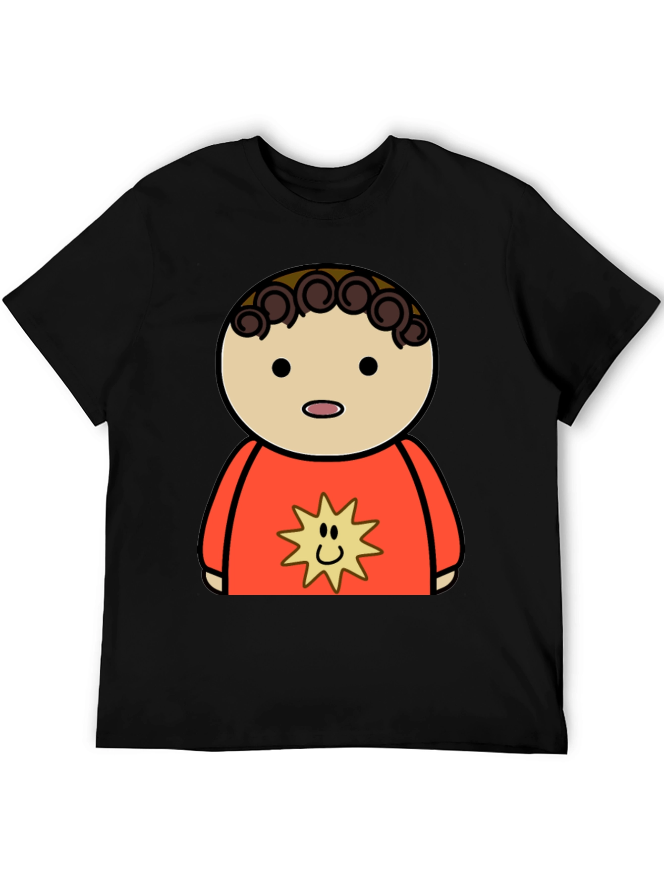 Cartoon Character Graphic Tee - Black