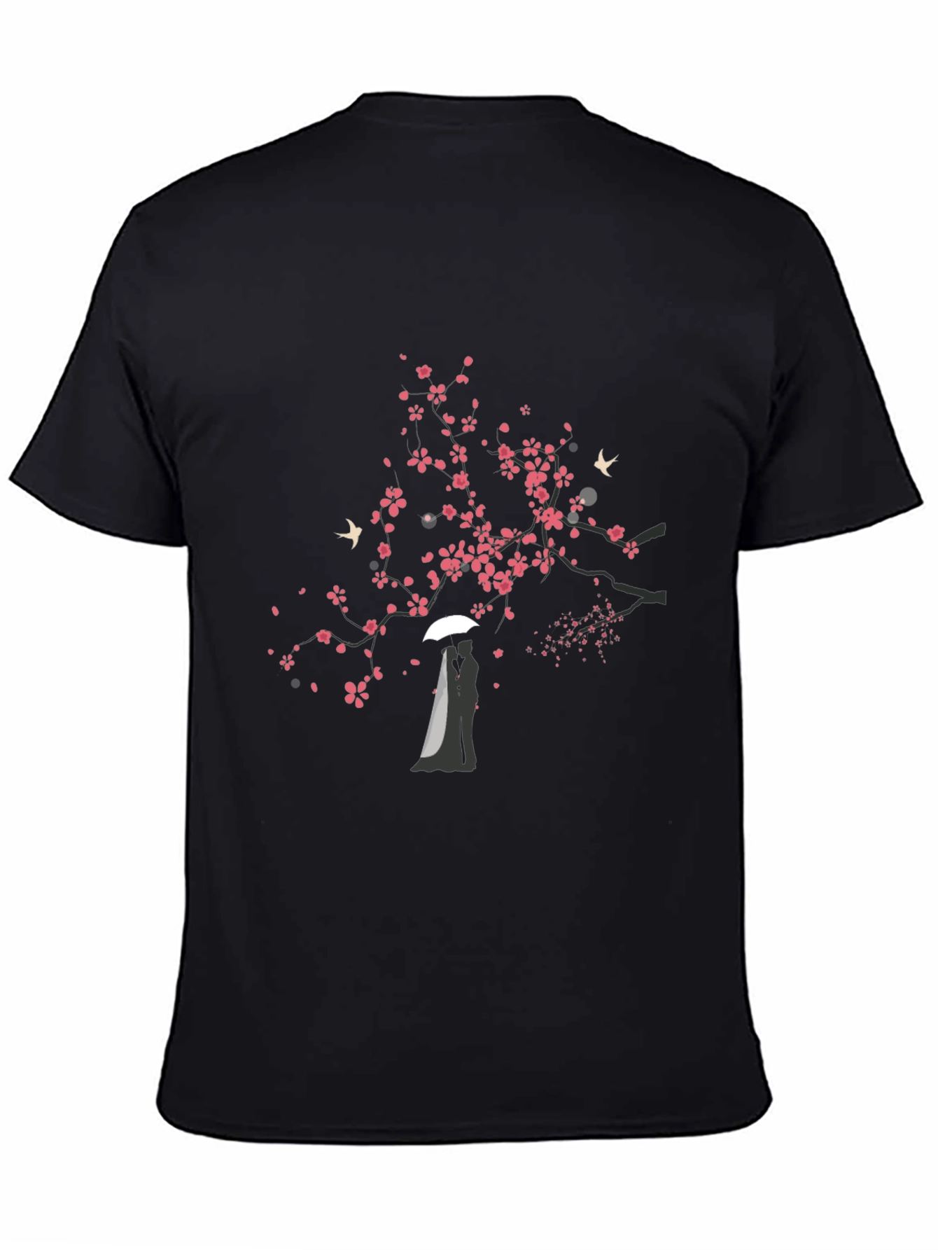 Romantic Tree Graphic Black T-Shirt