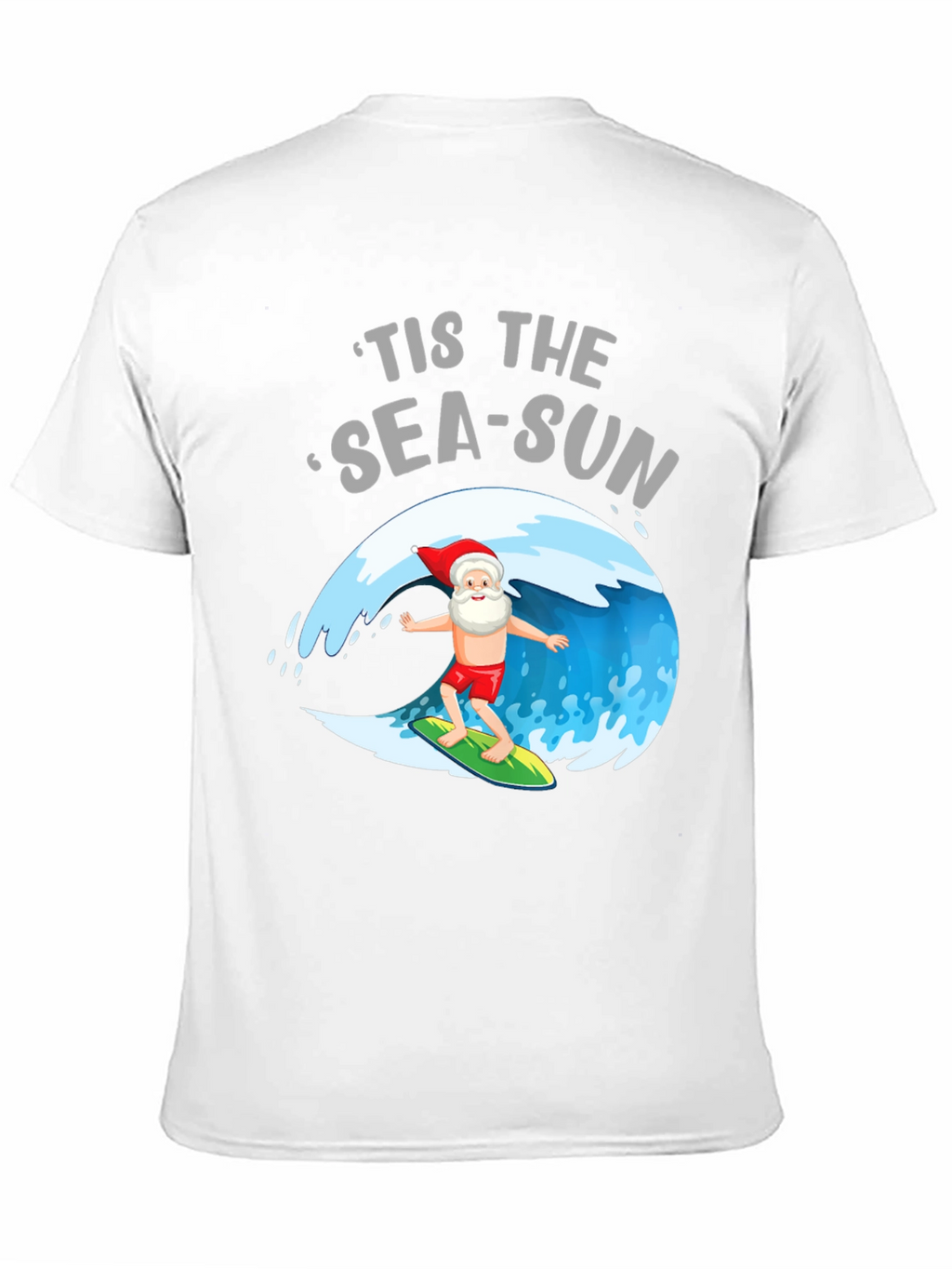 Tis the Sea-Sun Santa Surfing T-Shirt