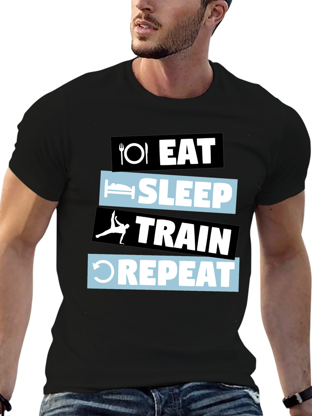 Eat Sleep Train Repeat Graphic T-Shirt