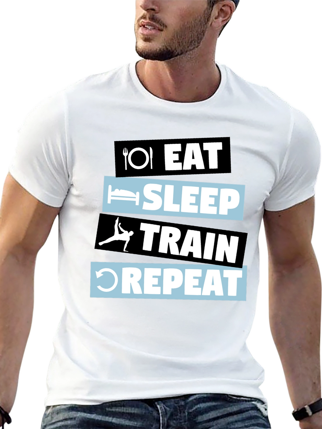 Eat Sleep Train Repeat Graphic T-Shirt
