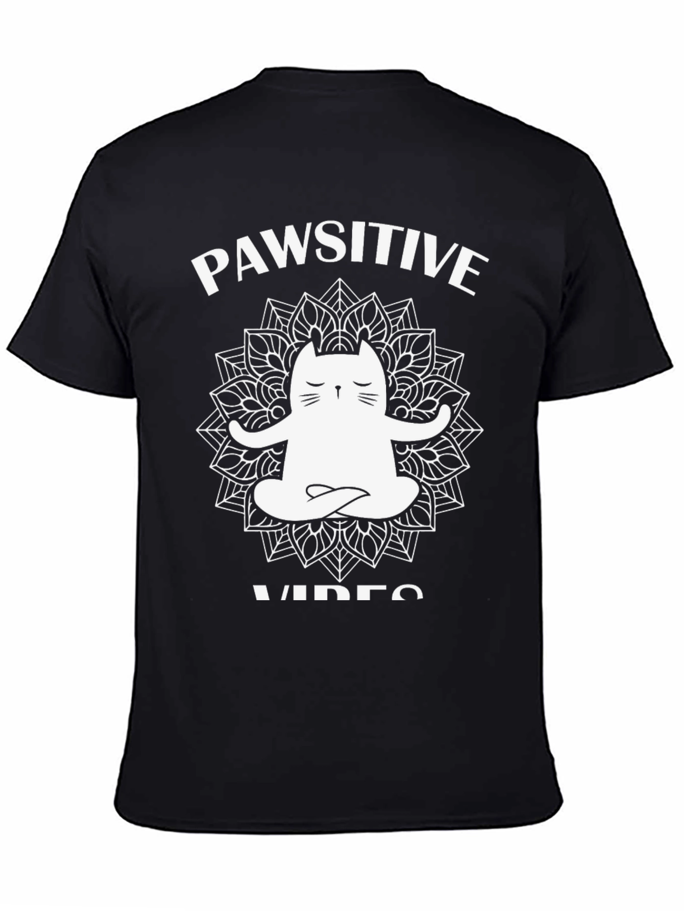 Pawsitive Vibes Cat Mandala Graphic Tee