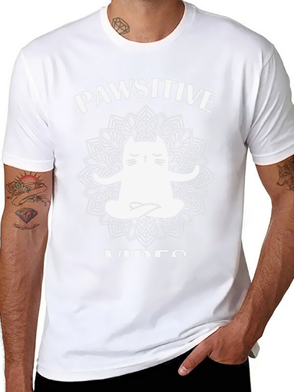 Pawsitive Vibes Cat Mandala Graphic Tee