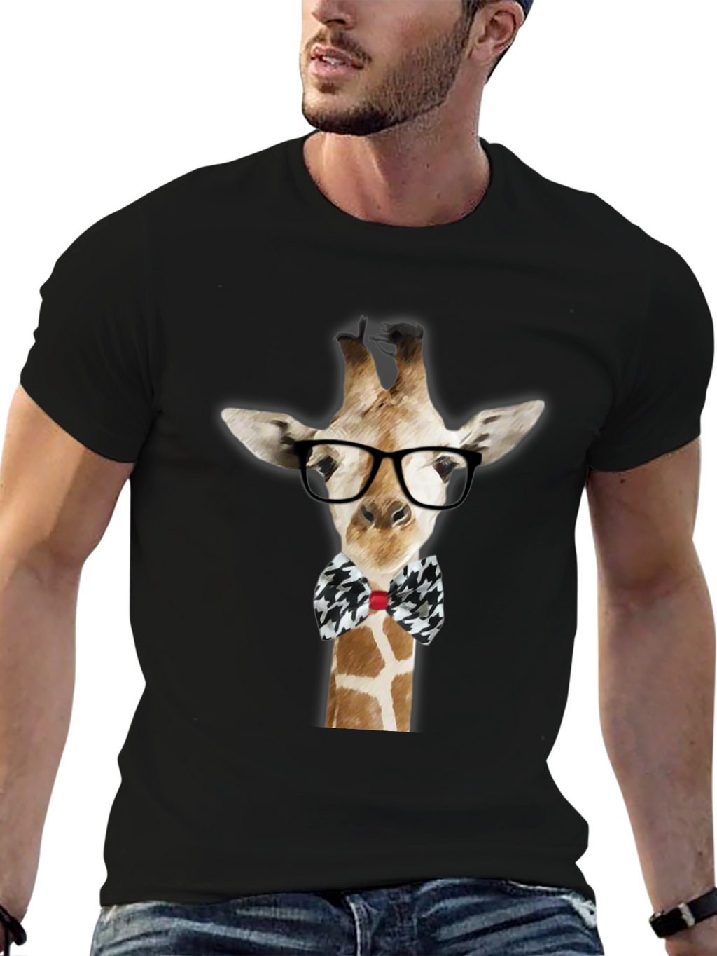 Giraffe with Glasses Graphic T-Shirt