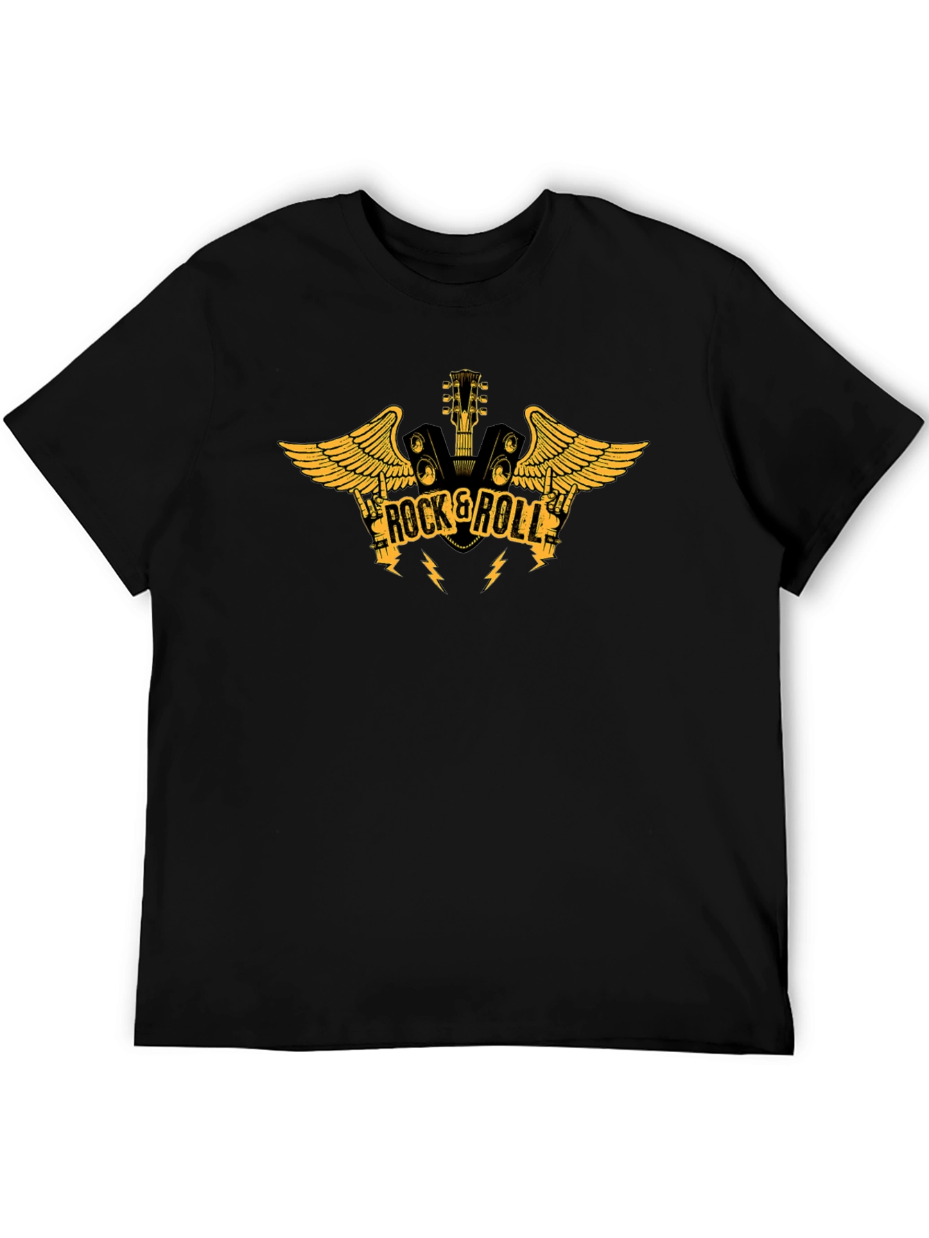 Rock & Roll Guitar Graphic Black T-Shirt