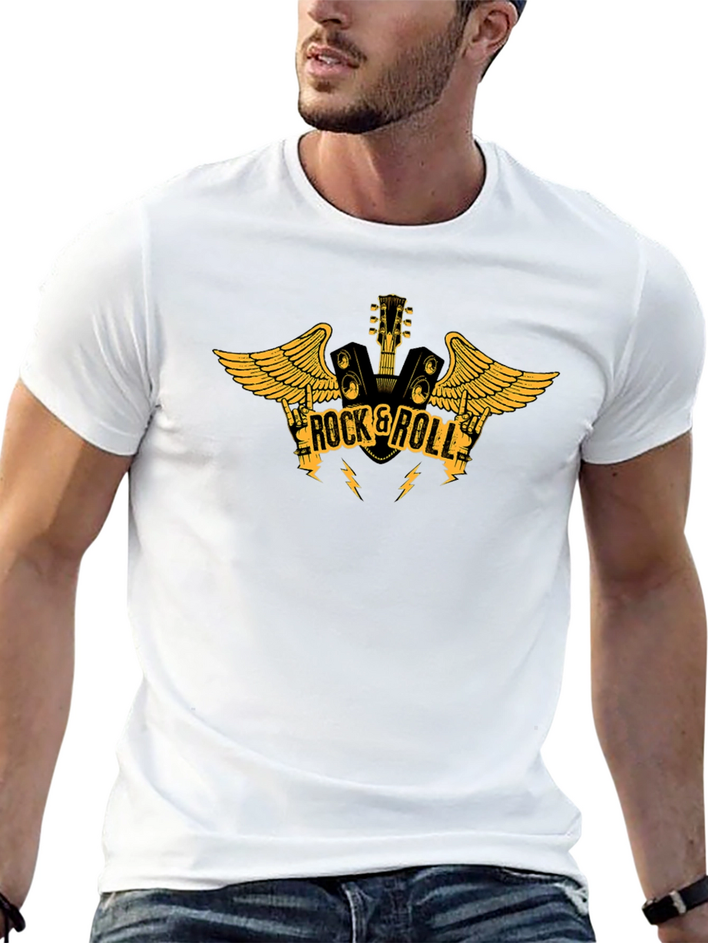 Rock & Roll Guitar Graphic Black T-Shirt