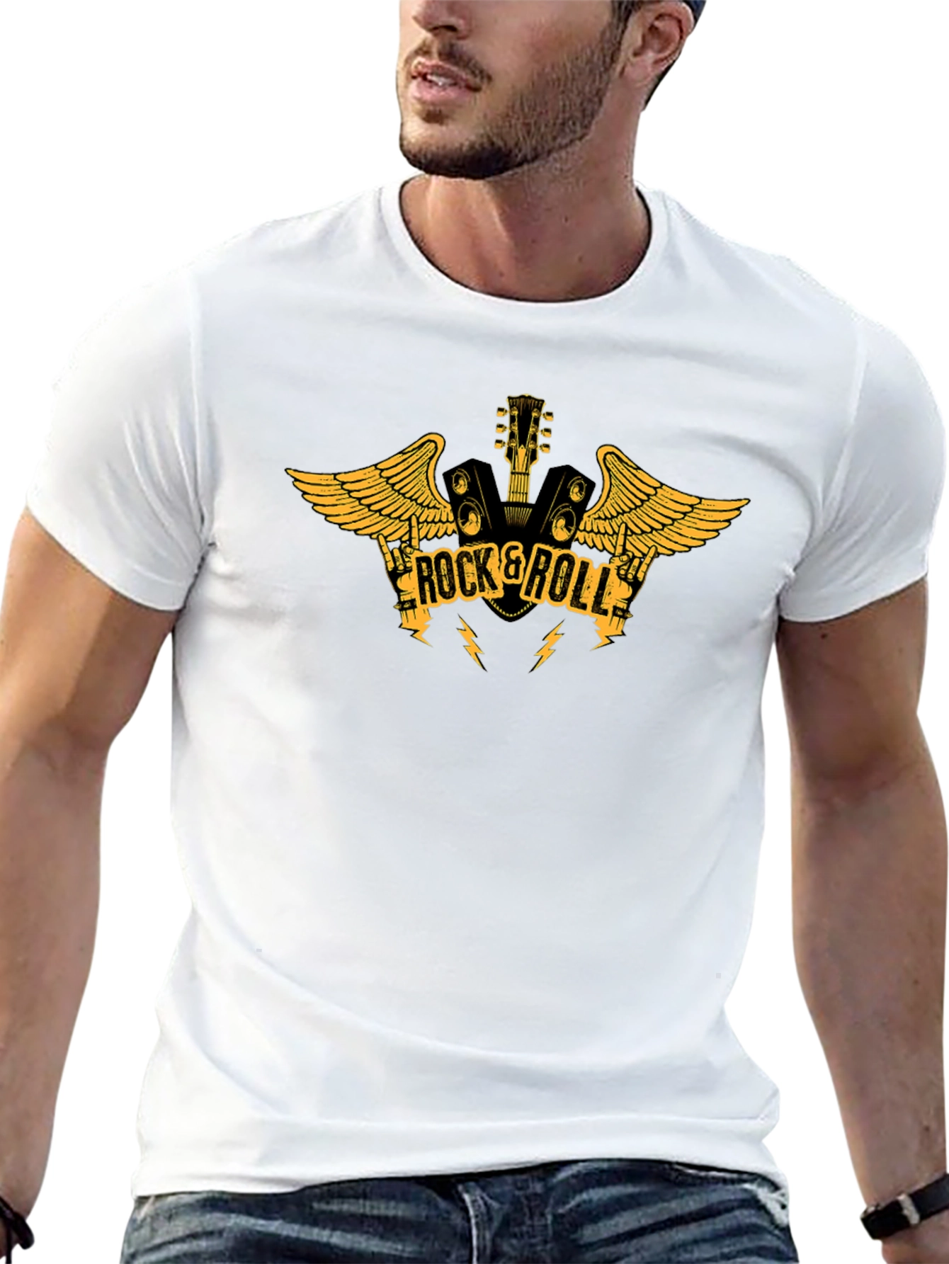 Rock & Roll Guitar Graphic Black T-Shirt
