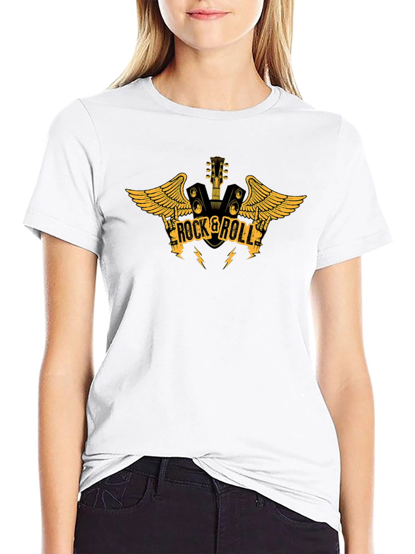 Rock & Roll Guitar Graphic Black T-Shirt