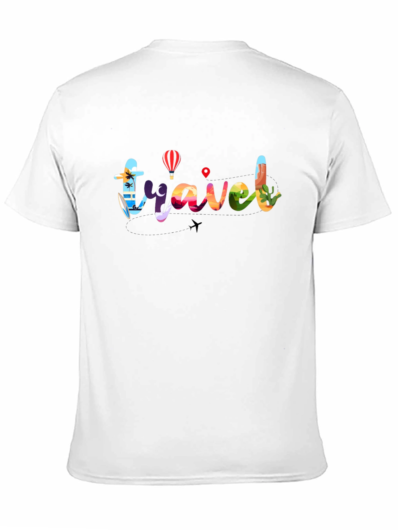 Travel Graphic T-Shirt - Mens Black Crew Neck