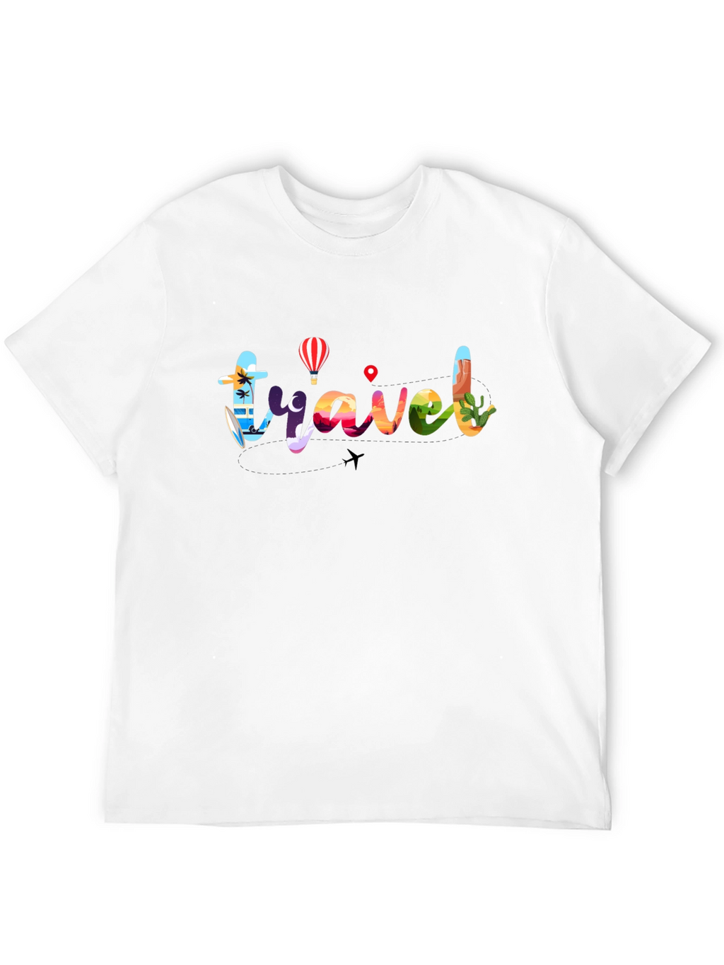 Travel Graphic T-Shirt - Mens Black Crew Neck