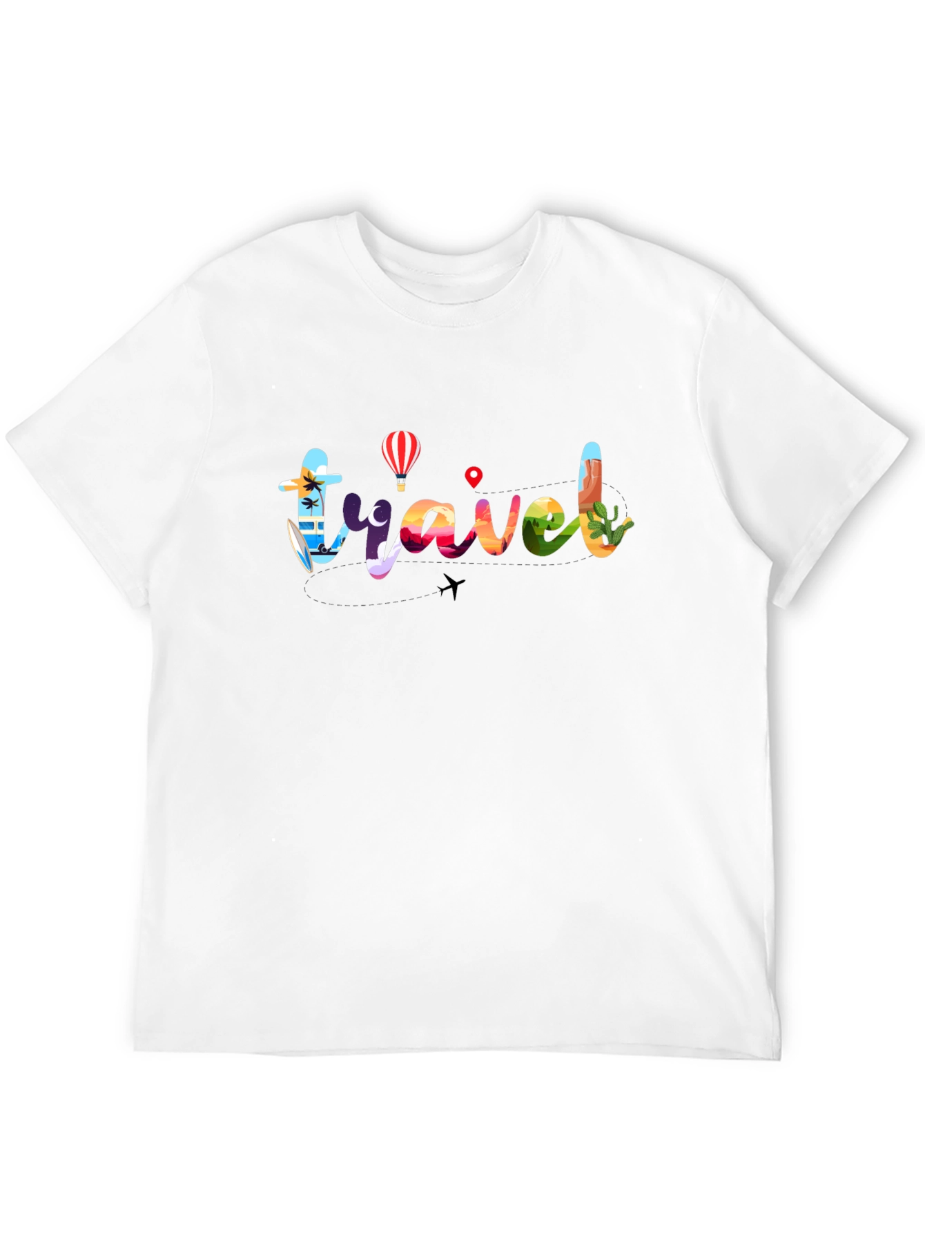 Travel Graphic T-Shirt - Mens Black Crew Neck