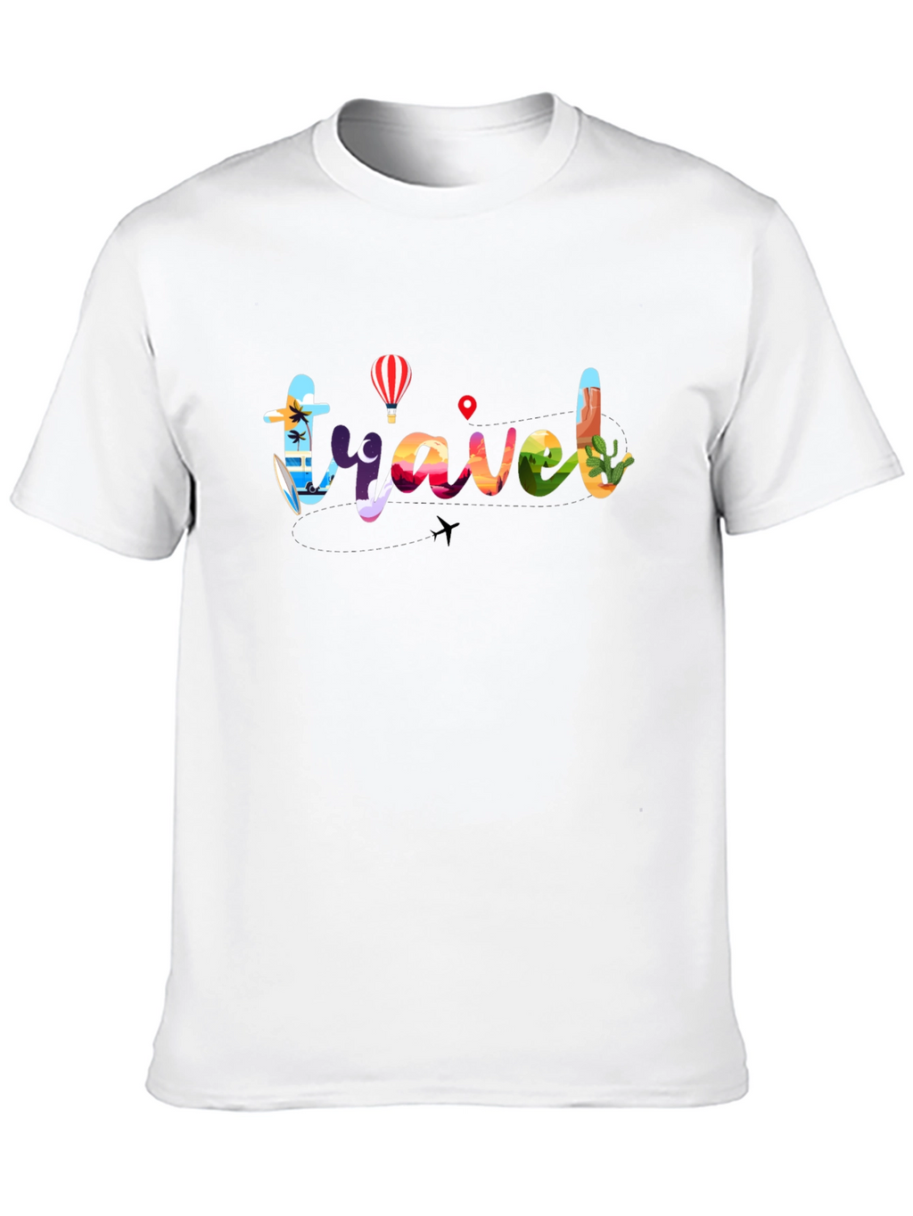 Travel Graphic T-Shirt - Mens Black Crew Neck