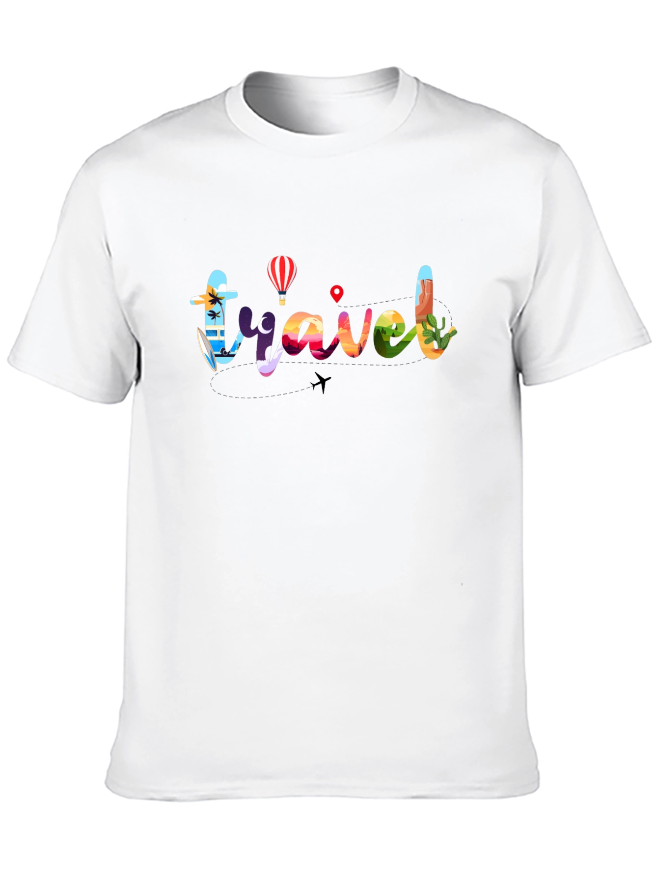 Travel Graphic T-Shirt - Mens Black Crew Neck