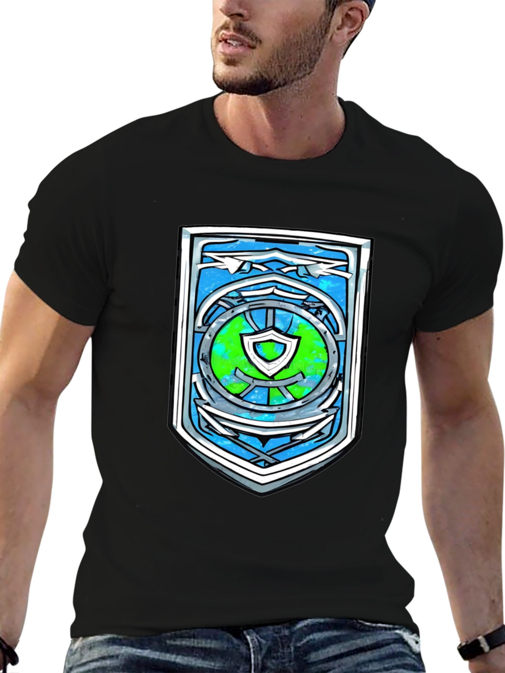 Graphic Shield T-Shirt - Mens Black Tee