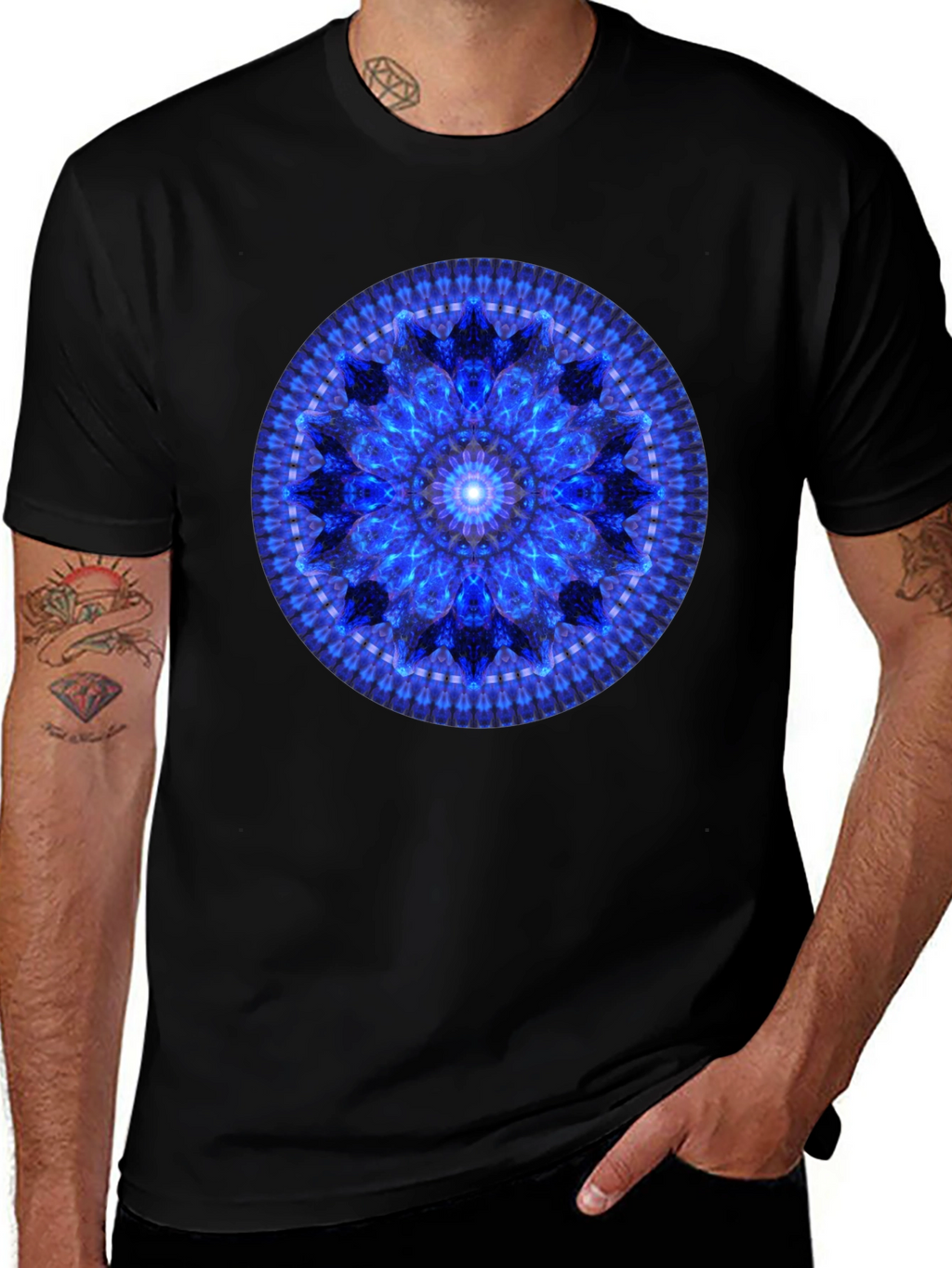 Blue Mandala Graphic T-Shirt