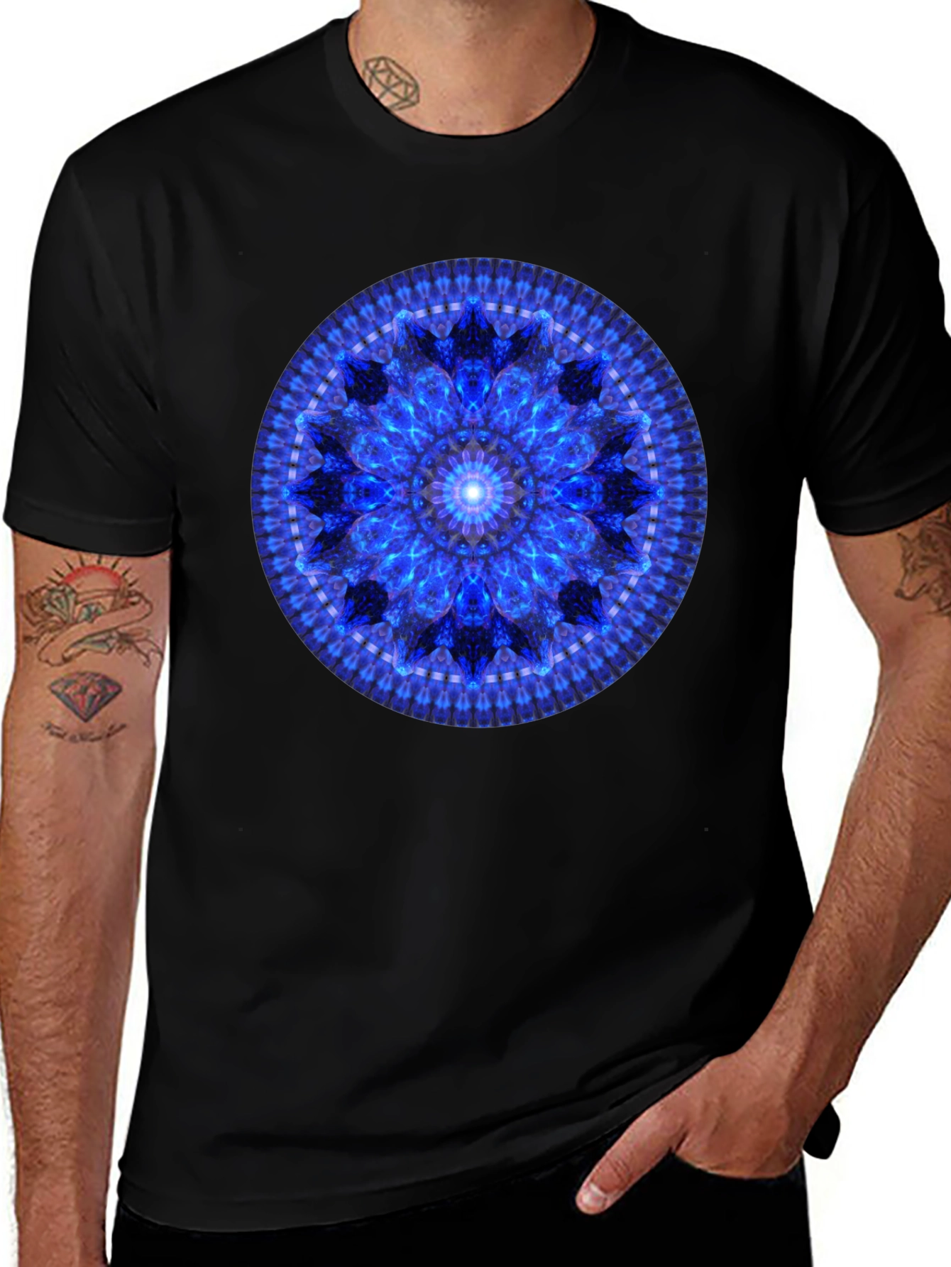 Blue Mandala Graphic T-Shirt